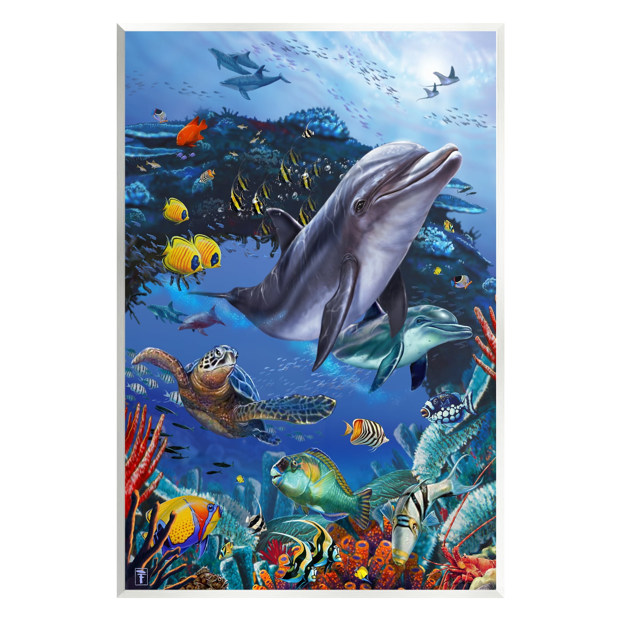 Stupell Industries Vivid Underwater Sea Life Coastal Painting Unframed Art Print Wall Art