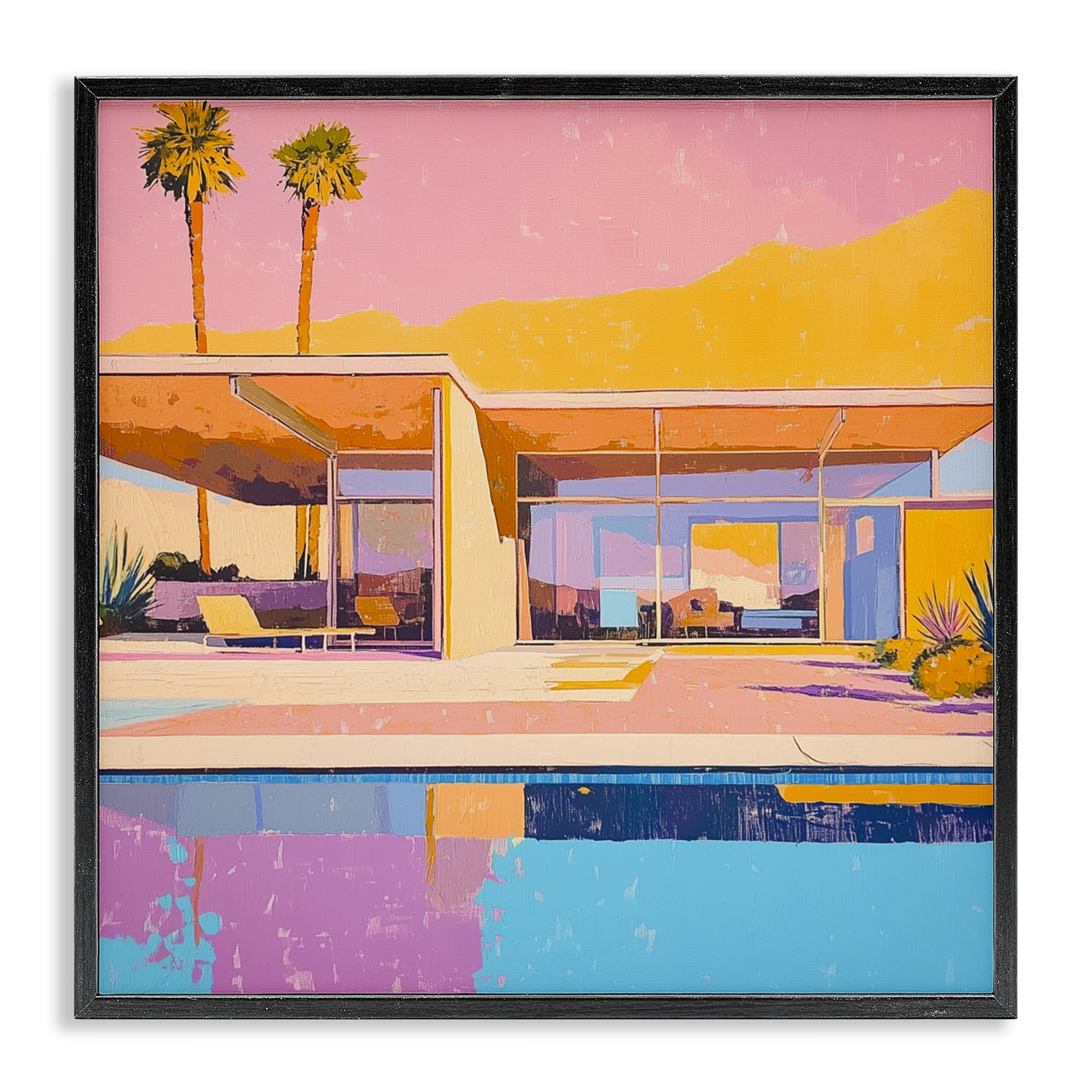 Stupell Industries Vivid Villa at Sunset Black Framed Giclee Art, design by Walker Noble