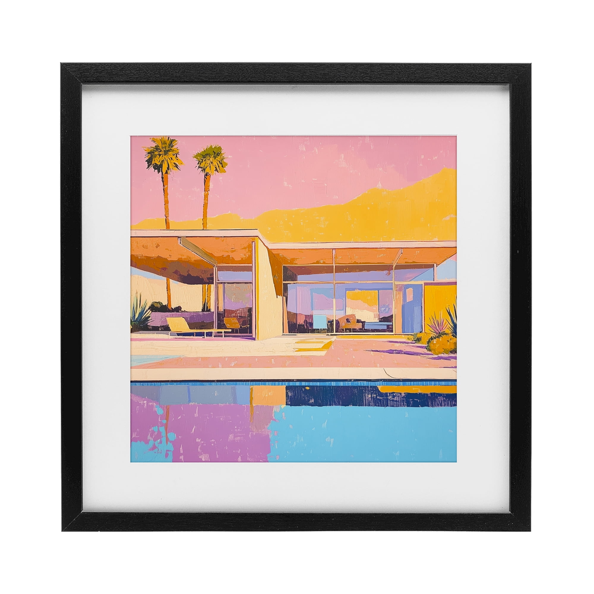Stupell Industries Vivid Villa at Sunset Black Framed Print Under Glass, design by Walker Noble