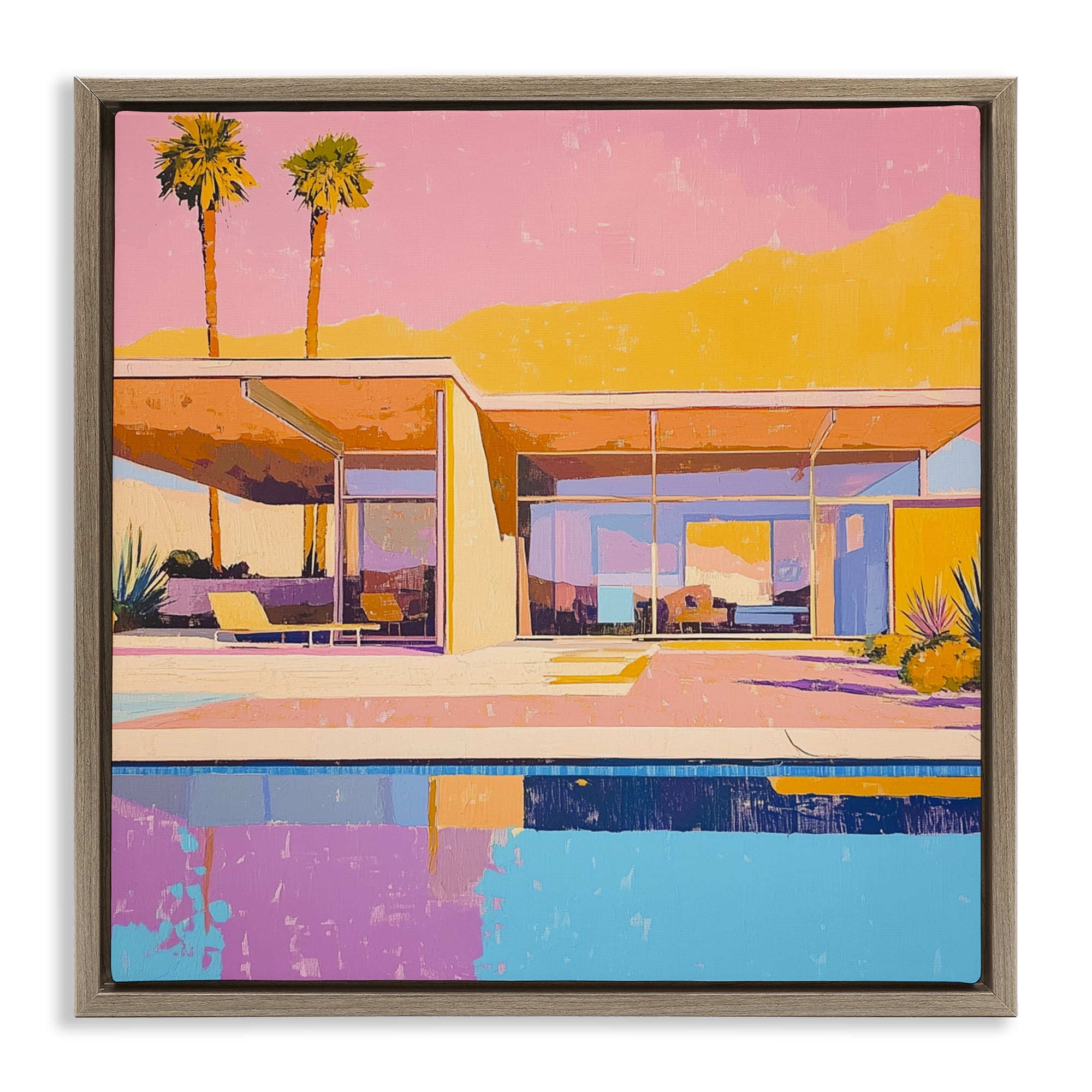 Stupell Industries Vivid Villa at Sunset Brown Framed Floater Canvas Wall Art, design by Walker Noble