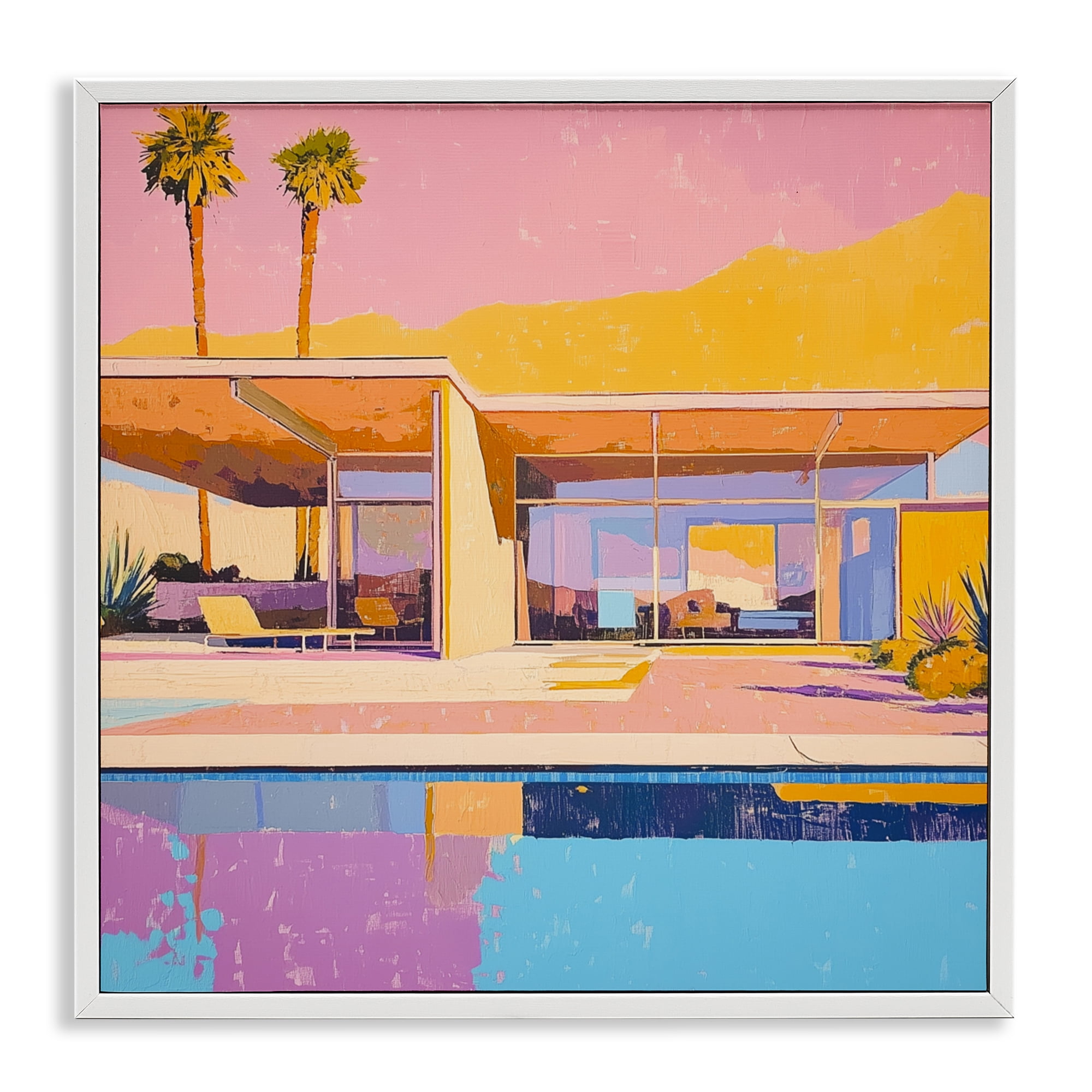 Stupell Industries Vivid Villa at Sunset White Framed Giclee Art, design by Walker Noble