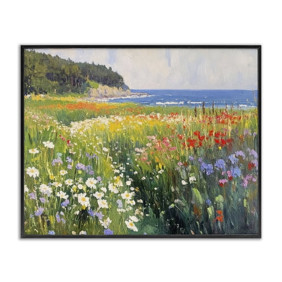 Stupell Industries Contemporary Vivid Wildflower Beach Black Framed Giclee Art, 14 x 11, by Petals Prints Design