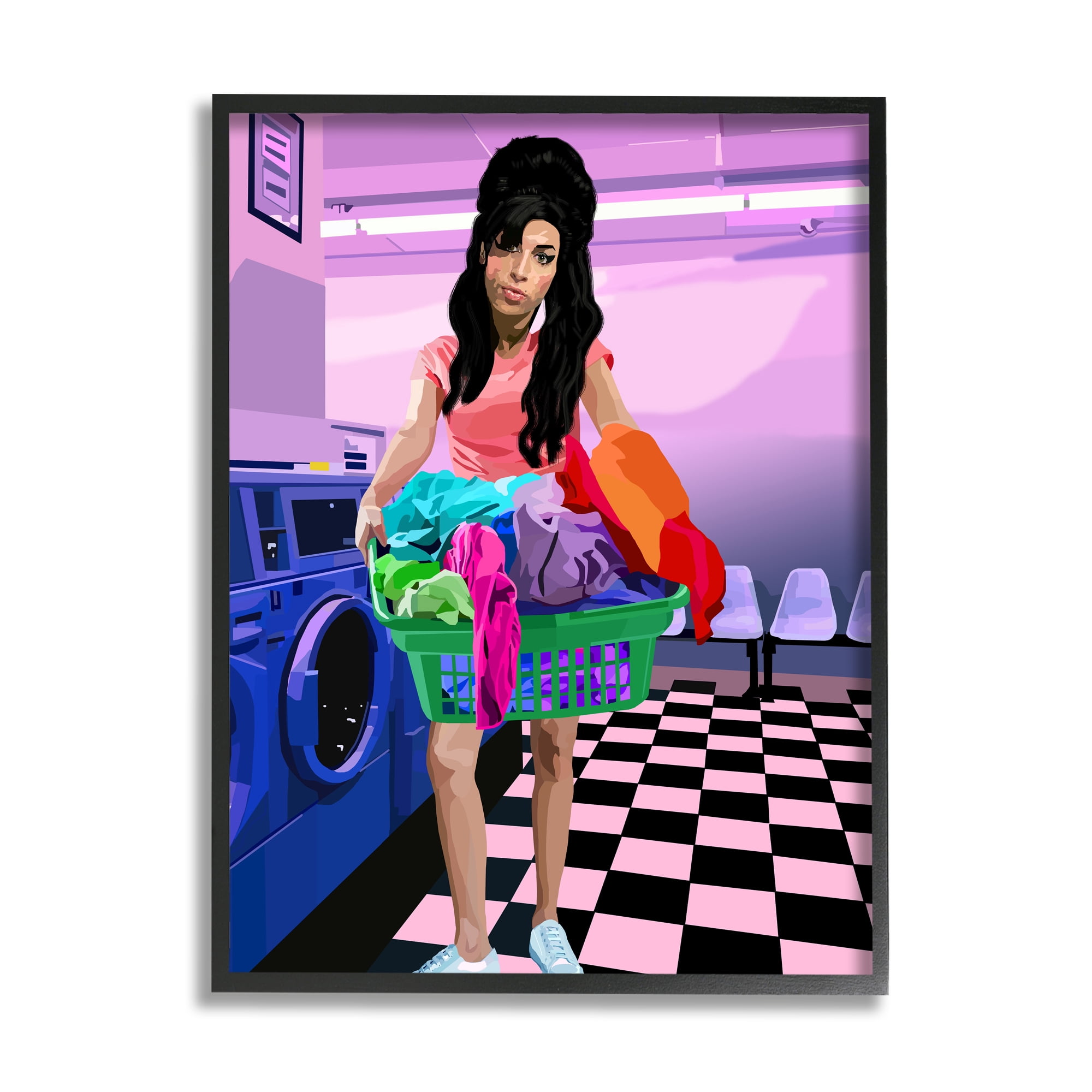 Stupell Industries Vivid Winehouse Laundry Laundromat Checkered Floor , 16 x 20, Design by Lynnda Rakos