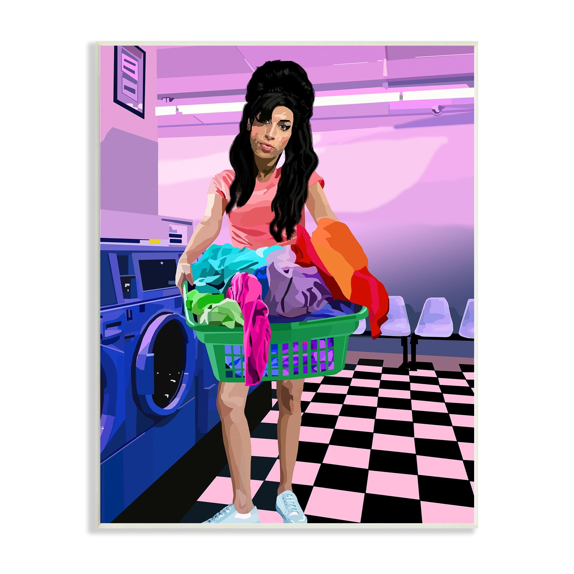 Stupell Industries Vivid Winehouse Laundry Laundromat Checkered Floor Graphic Art Unframed Art Print Wall Art, 10x15, by Lynnda Rakos