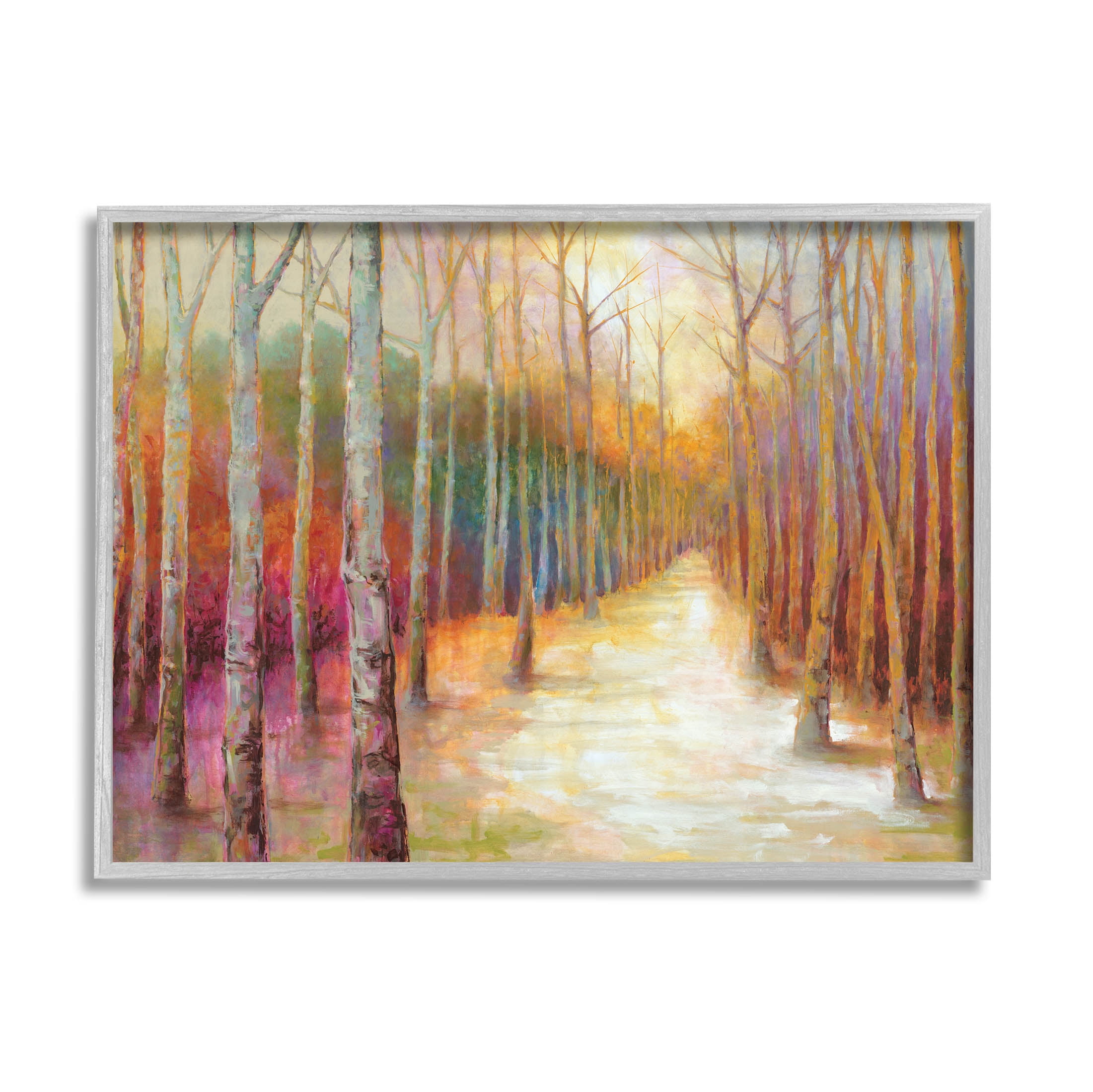 Stupell Industries Vivid Woodland Birch Clearing Painting Gray Framed Art Print Wall Art, Design by Cloverfield & Co.