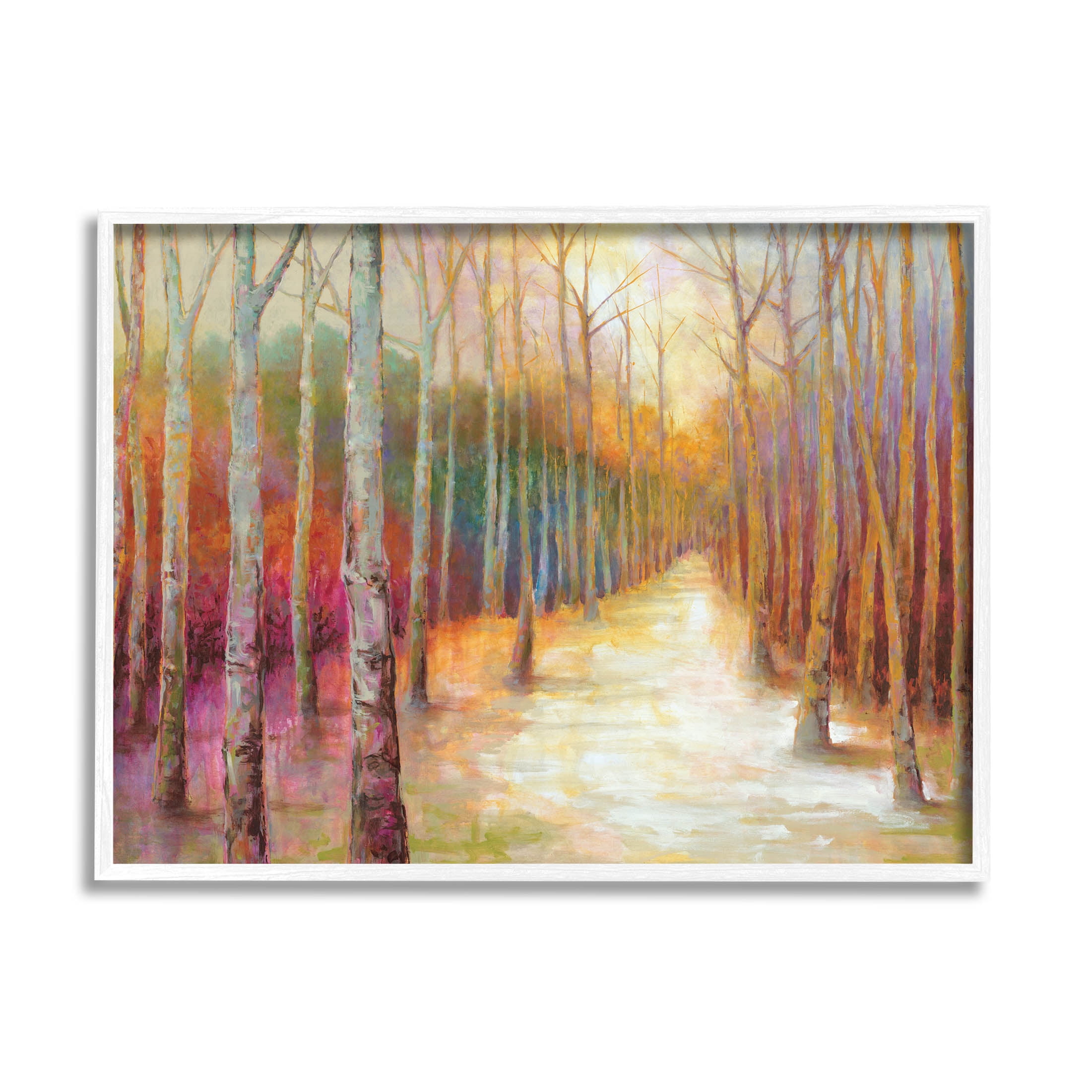 Stupell Industries Vivid Woodland Birch Clearing Painting White Framed Art Print Wall Art, Design by Cloverfield & Co.
