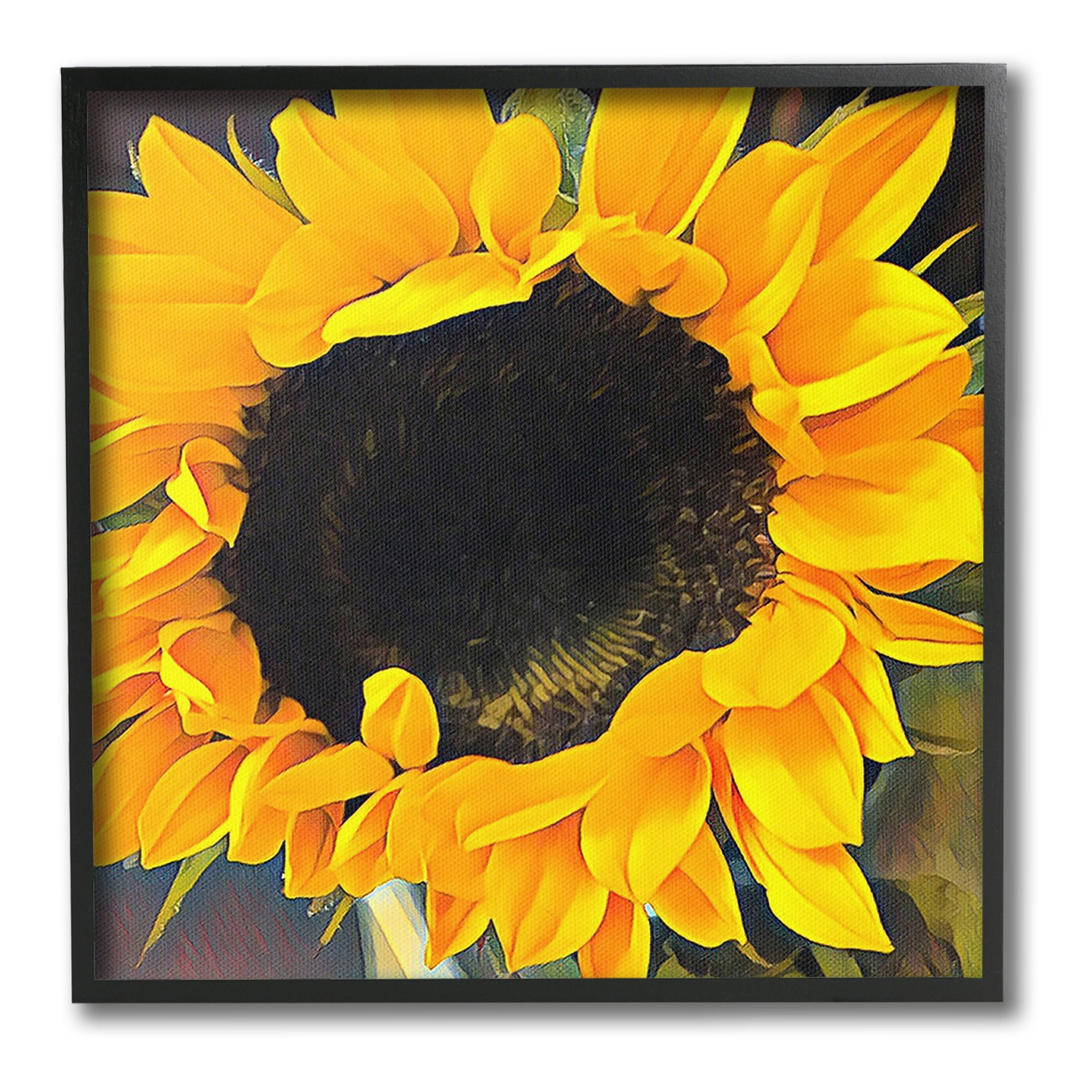 Stupell Industries Vivid Yellow Sunflower Botanical & Floral Painting Black Framed Art Print Wall Art, 12 x 12