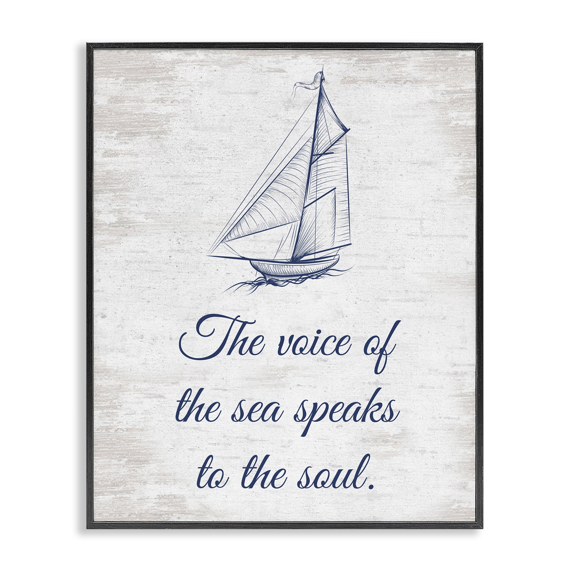 Stupell Industries Voice Of The Sea Transportation Painting Black Framed Art Print Wall Art, 24 x 30