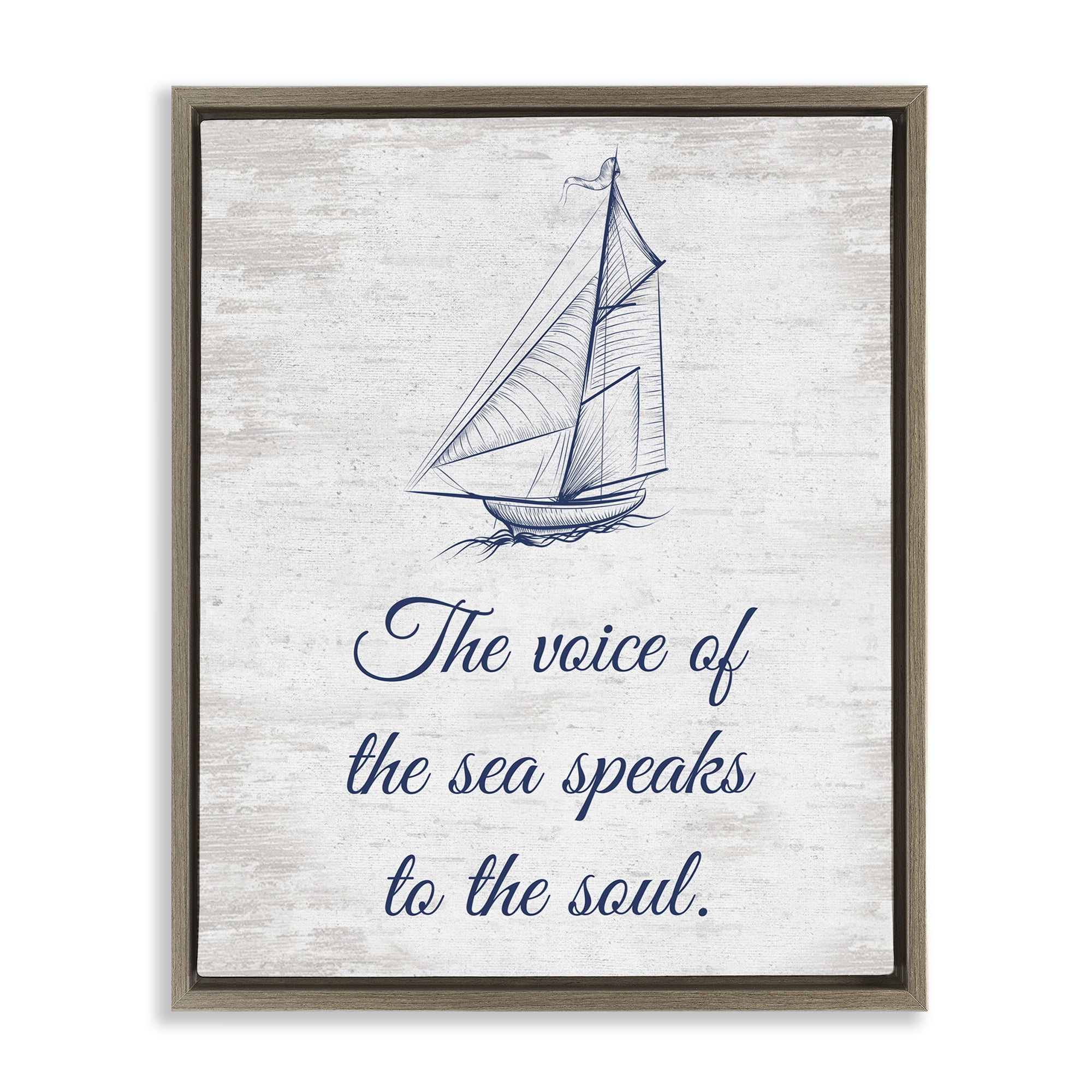 Stupell Industries Voice Of The Sea Transportation Painting Brown Floater Framed Canvas Art Print Wall Art, 25 x 31