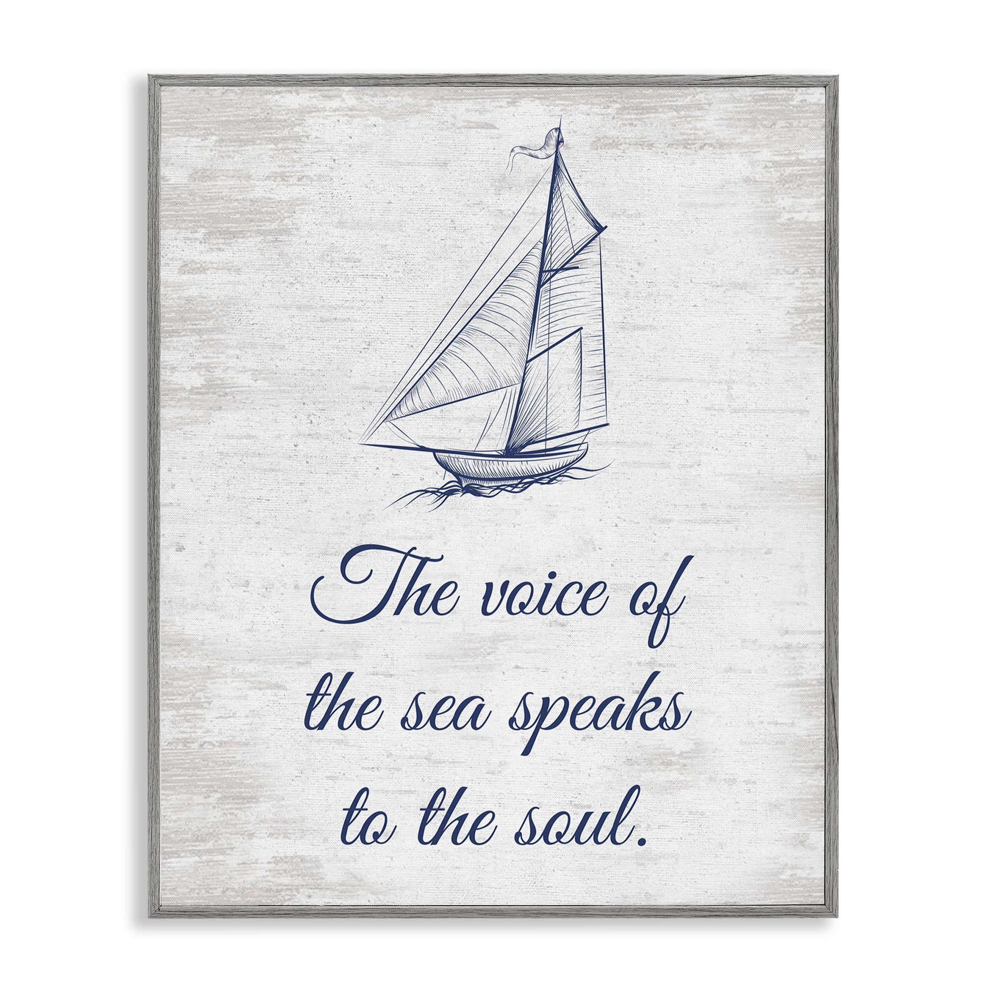 Stupell Industries Voice Of The Sea Transportation Painting Gray Framed Art Print Wall Art, 16 x 20