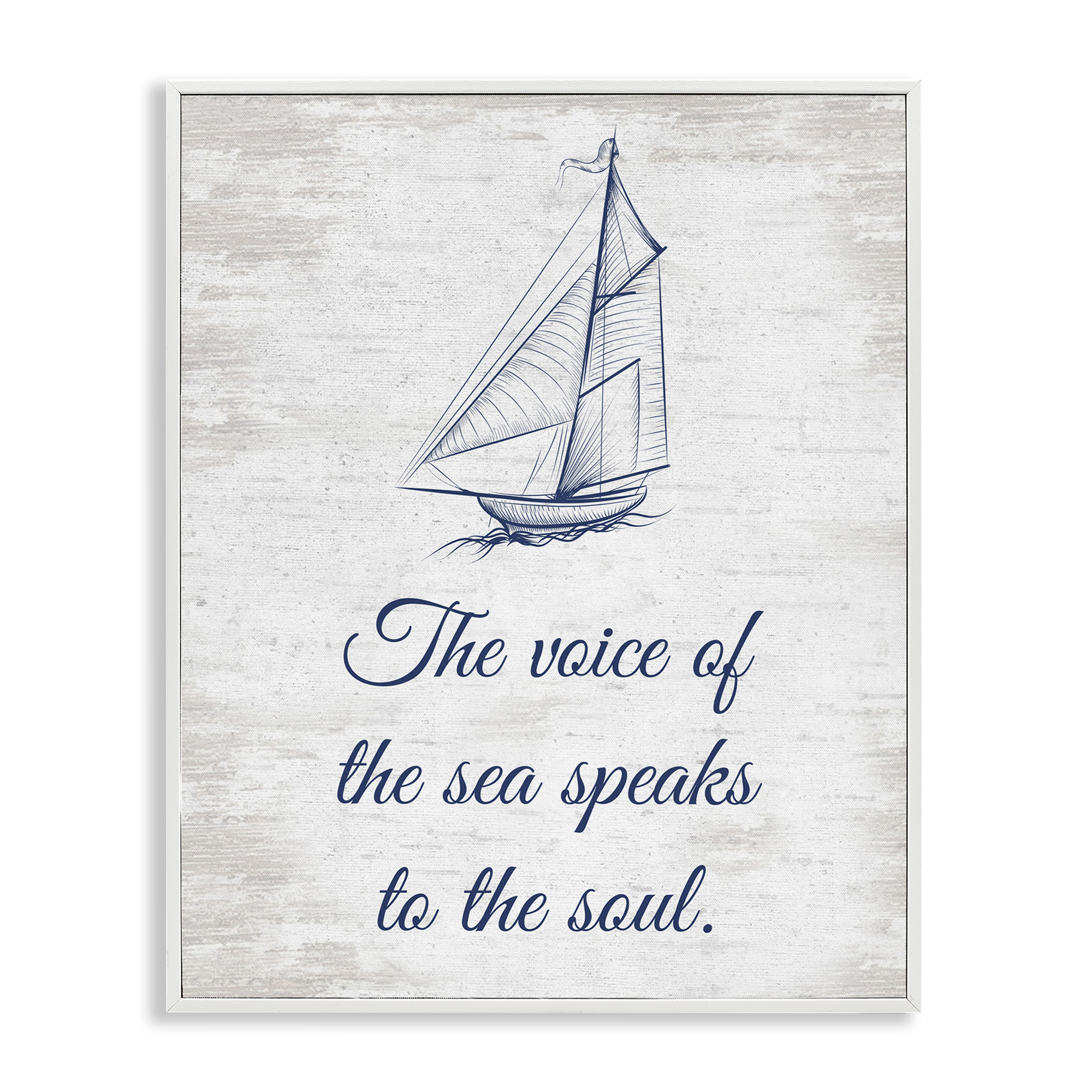 Stupell Industries Voice Of The Sea Transportation Painting White Framed Art Print Wall Art, 11 x 14
