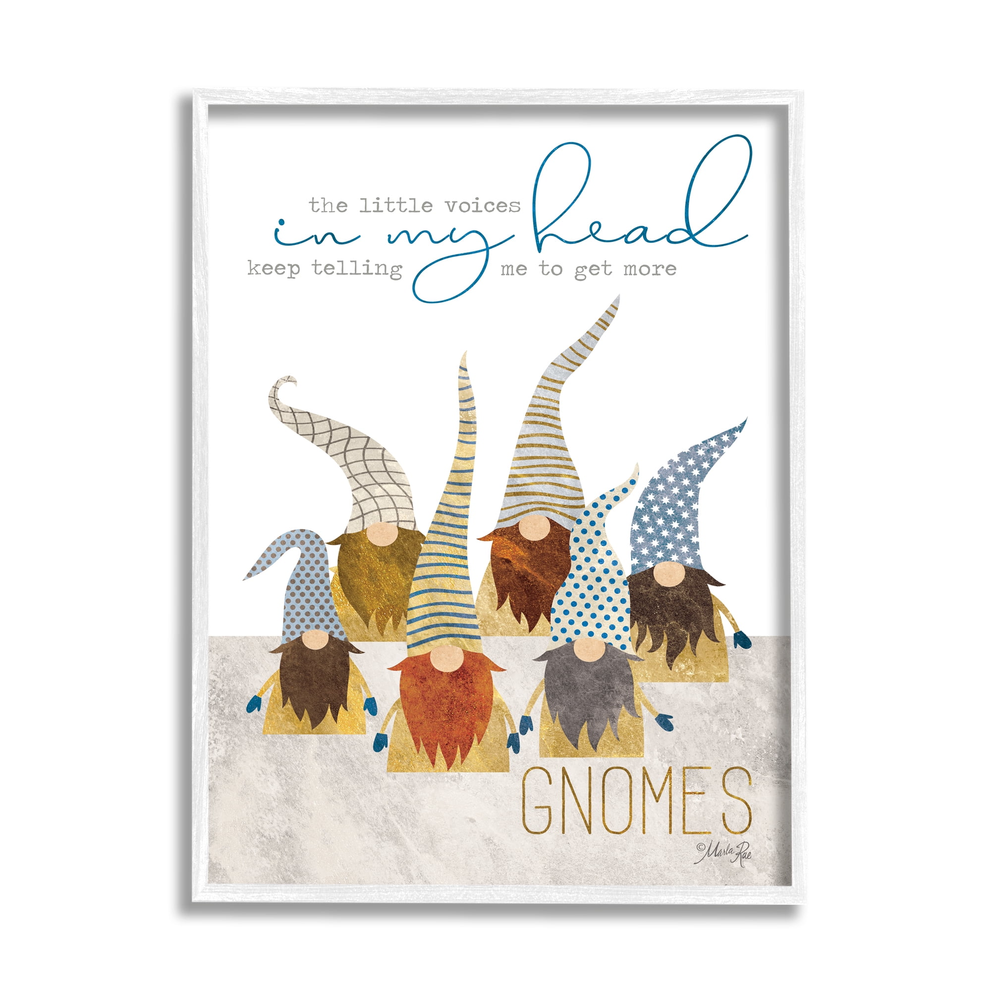 Stupell Industries Voices Inside My Head Home Gardener Gnome Quote Graphic Art White Framed Art Print Wall Art, 16x20, by Marla Rae