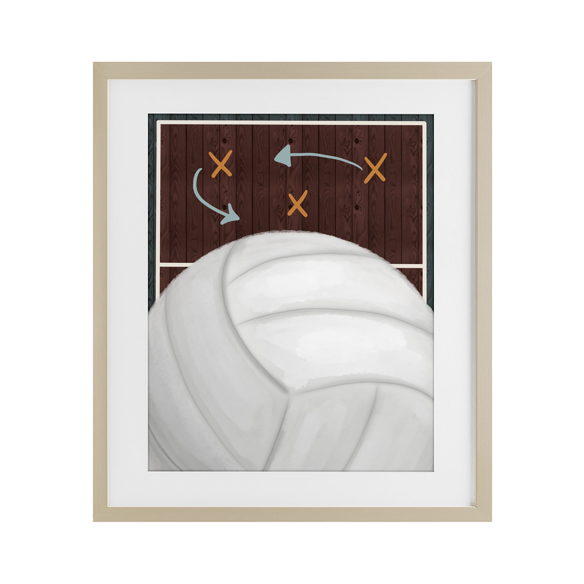 Stupell Industries Volleyball Court Tactics Birch Framed Print Under Glass, design by Jennifer Stith