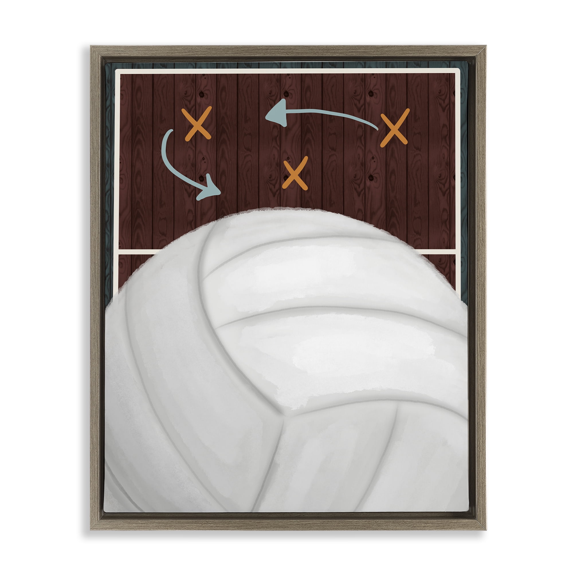 Stupell Industries Volleyball Court Tactics Brown Framed Floater Canvas Wall Art, design by Jennifer Stith
