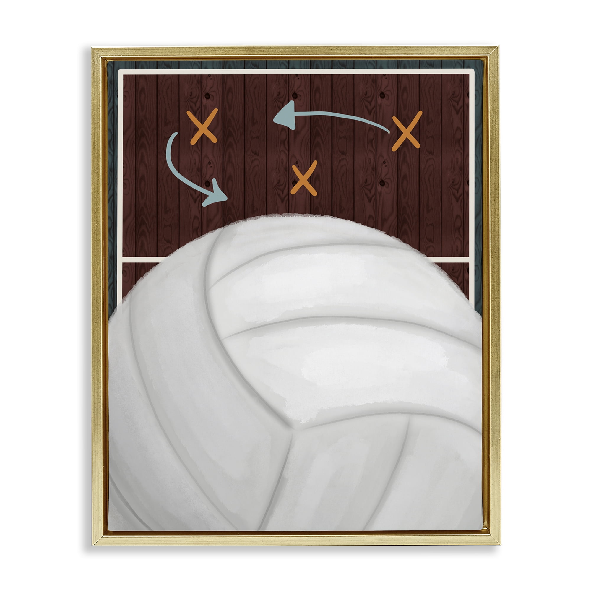 Stupell Industries Volleyball Court Tactics Gold Framed Floater Canvas Wall Art, design by Jennifer Stith