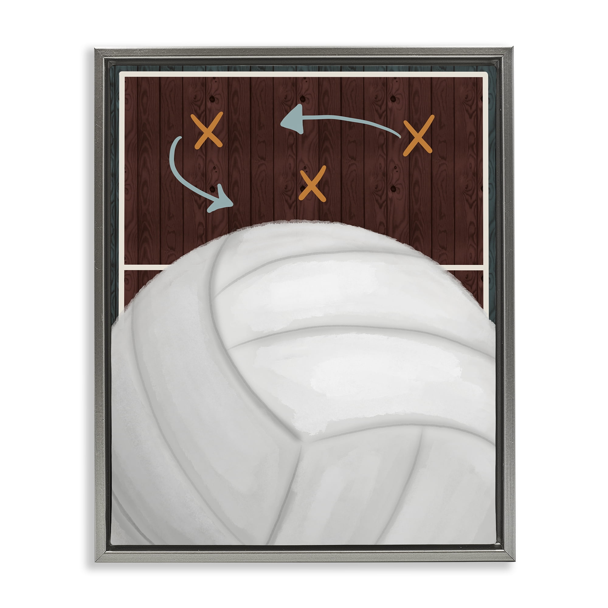 Stupell Industries Volleyball Court Tactics Gray Framed Floater Canvas Wall Art, design by Jennifer Stith