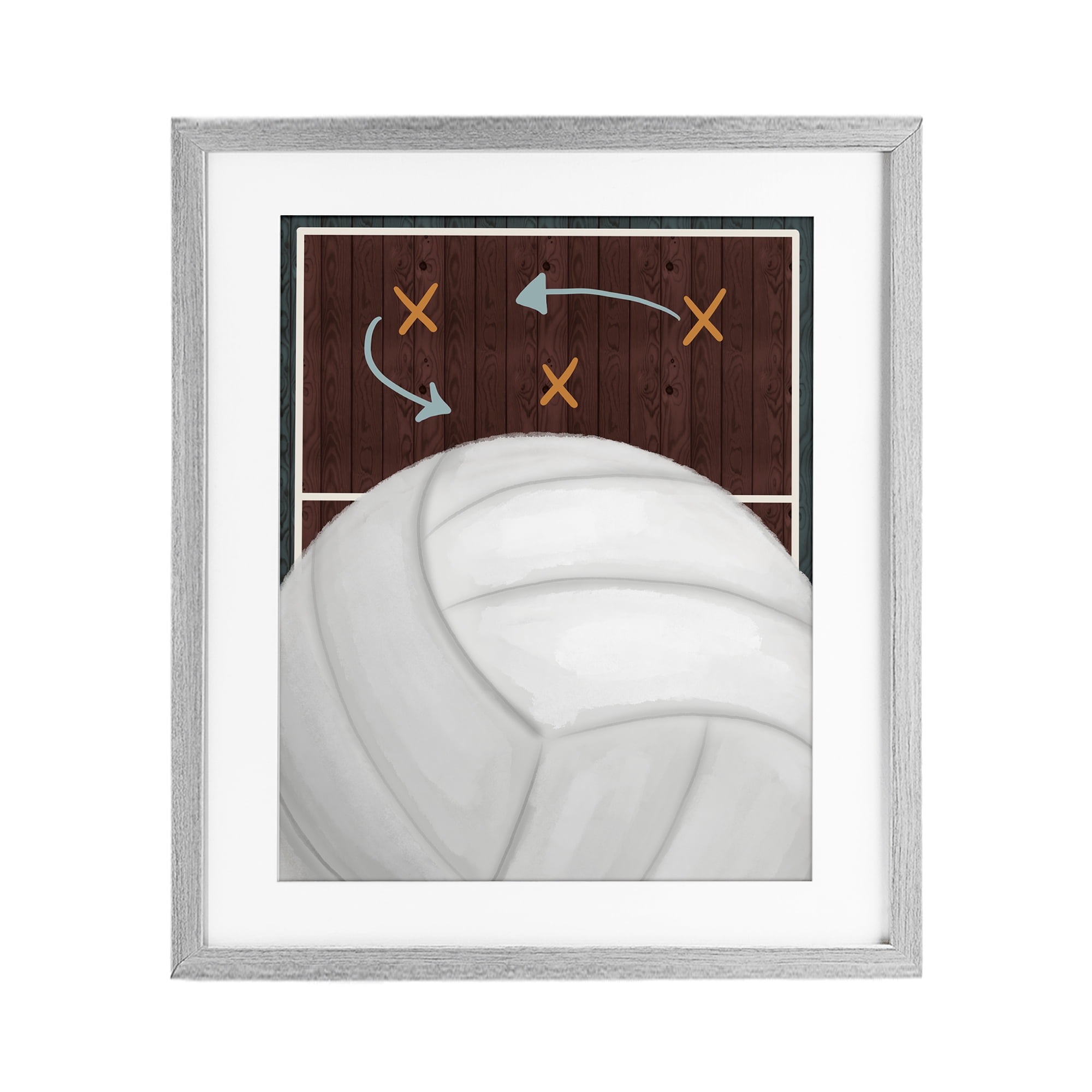 Stupell Industries Volleyball Court Tactics Gray Framed Print Under Glass, design by Jennifer Stith