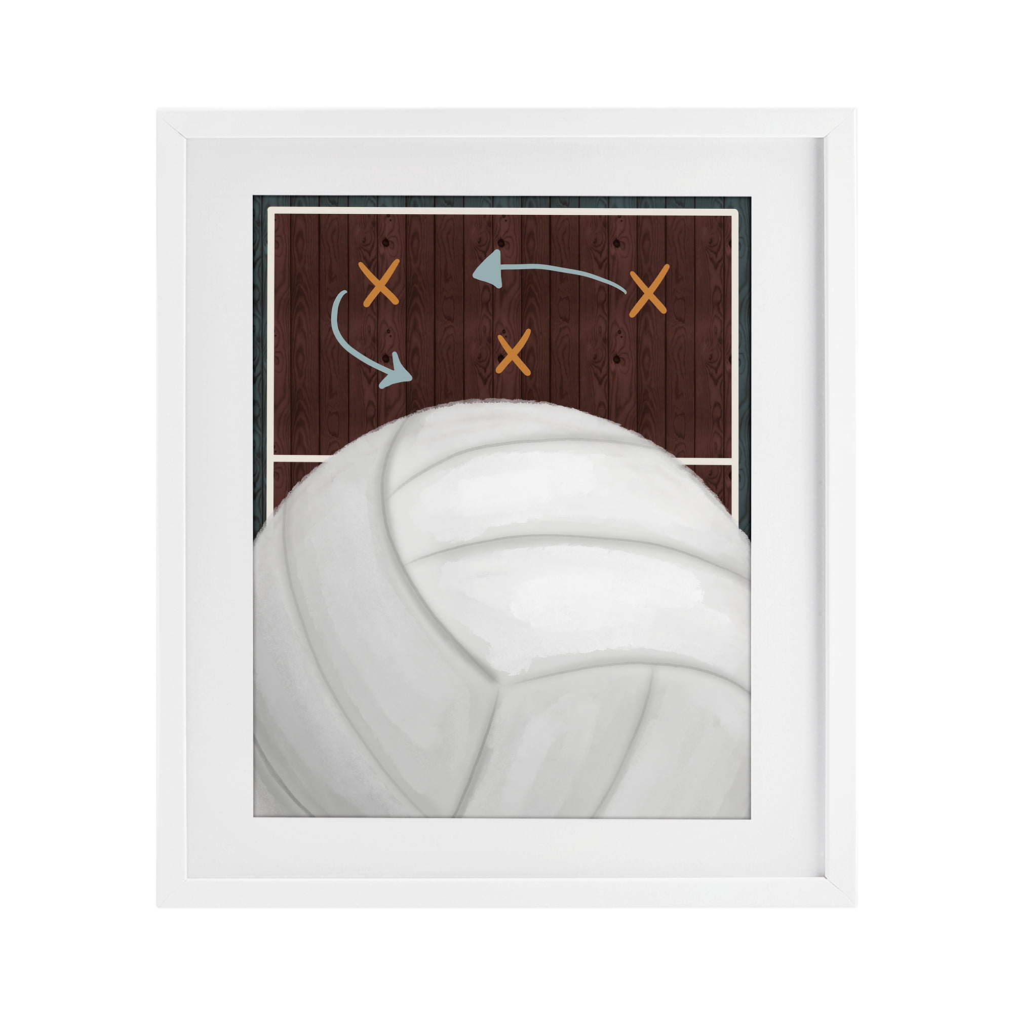 Stupell Industries Volleyball Court Tactics White Framed Print Under Glass, design by Jennifer Stith