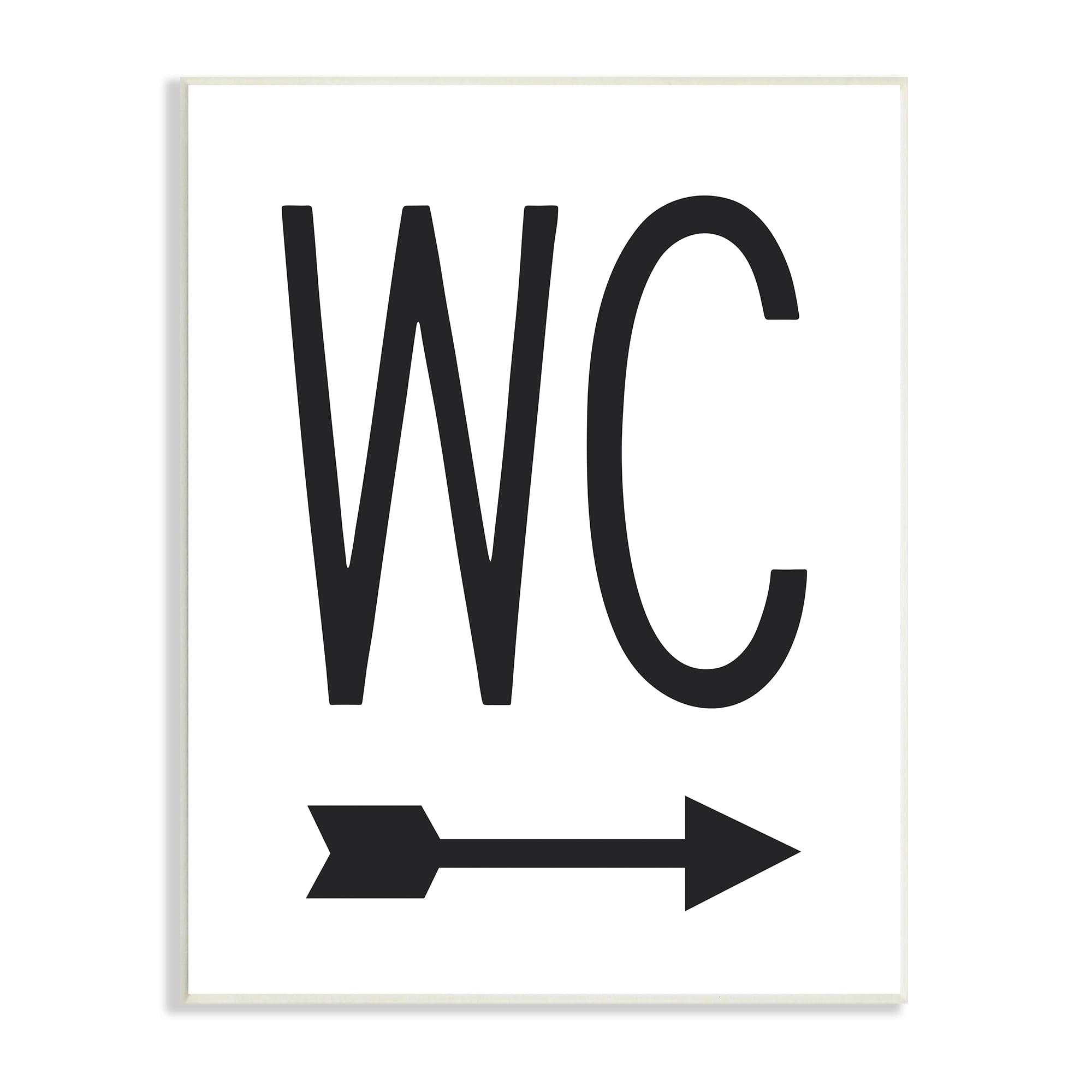 Stupell Industries WC Arrow Pointing Right Minimal Bathroom Typography, 10 x 15, Designed by Lettered and Lined