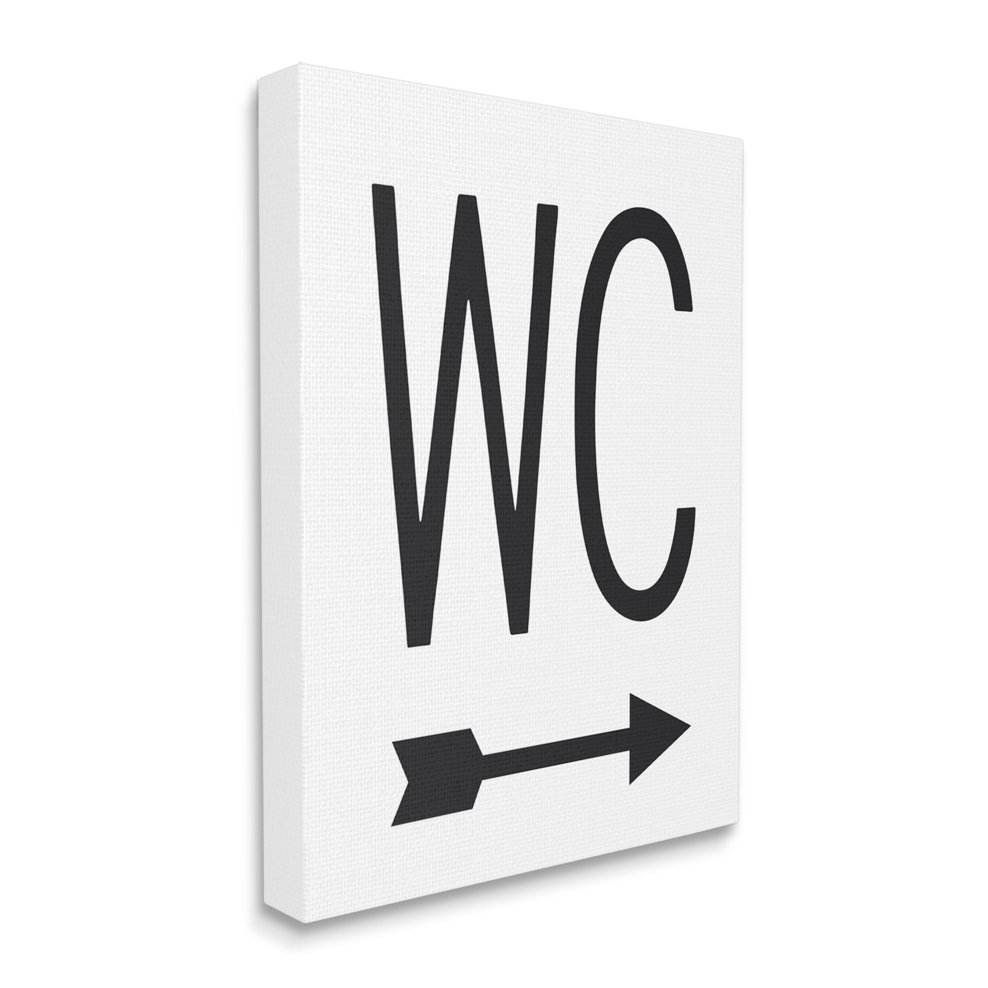 Stupell Industries WC Arrow Pointing Right Minimal Bathroom Typography, 16 x 20, Designed by Lettered and Lined