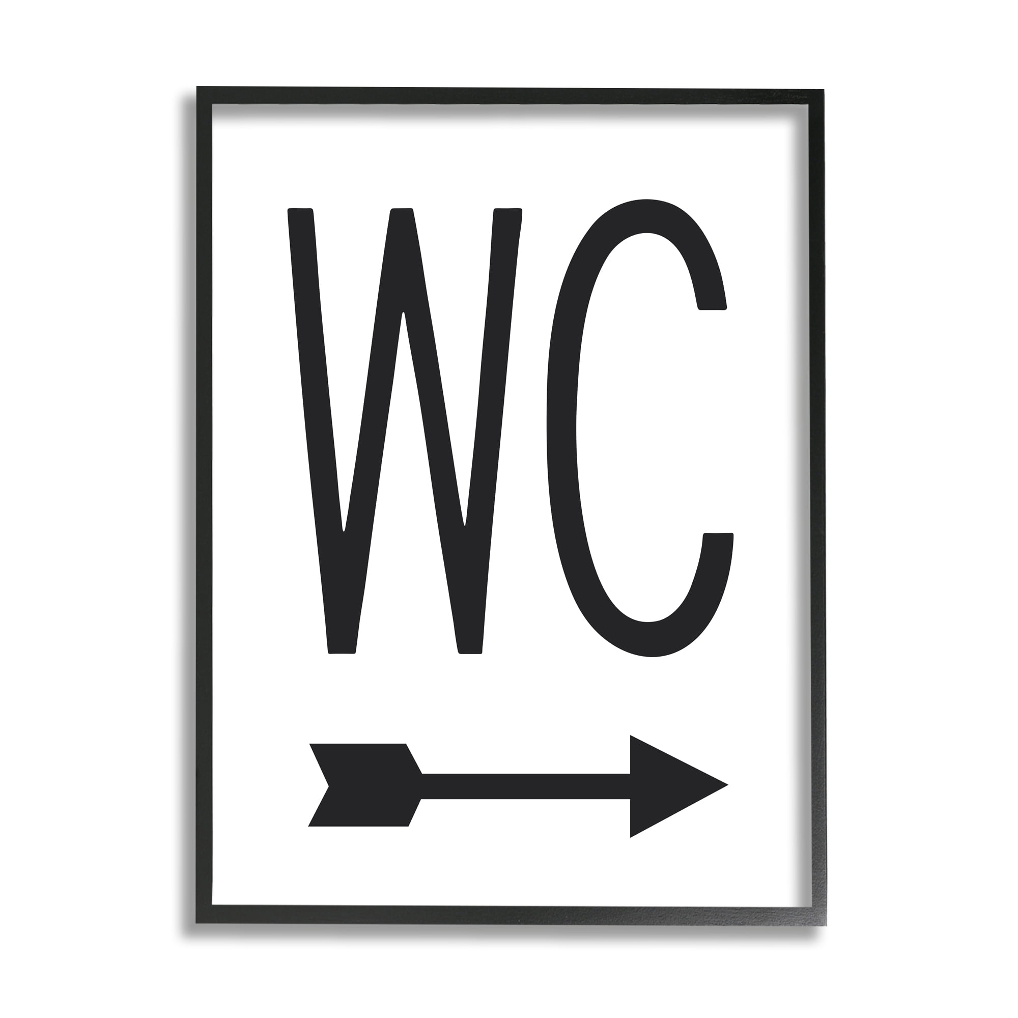 Stupell Industries WC Arrow Pointing Right Minimal Bathroom Typography, 24 x 30, Designed by Lettered and Lined