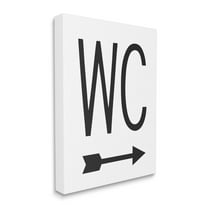 Stupell Industries WC Arrow Pointing Right Minimal Bathroom Typography, 24 x 30, Designed by Lettered and Lined