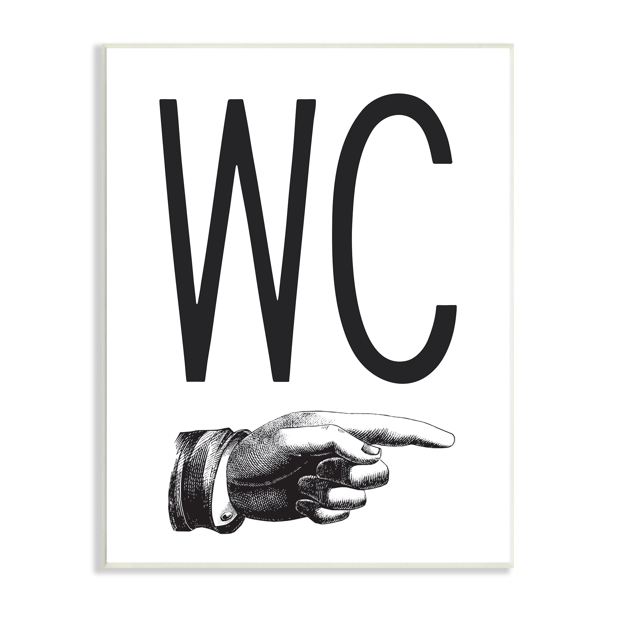 Stupell Industries WC Typography Finger Pointing Right Minimal Bathroom, 10 x 15, Designed by Lettered and Lined