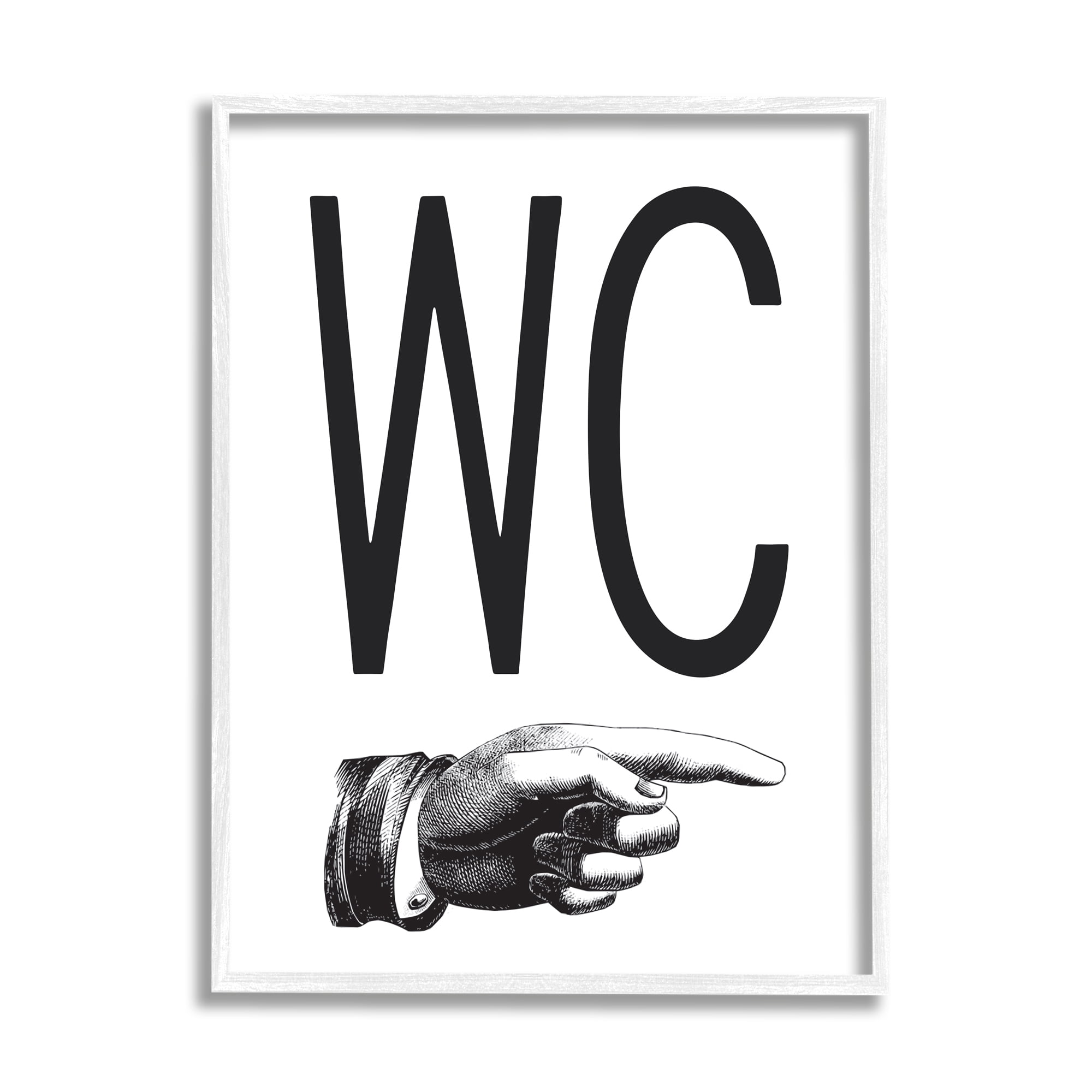 Stupell Industries WC Typography Finger Pointing Right Minimal Bathroom, 11 x 14, Designed by Lettered and Lined