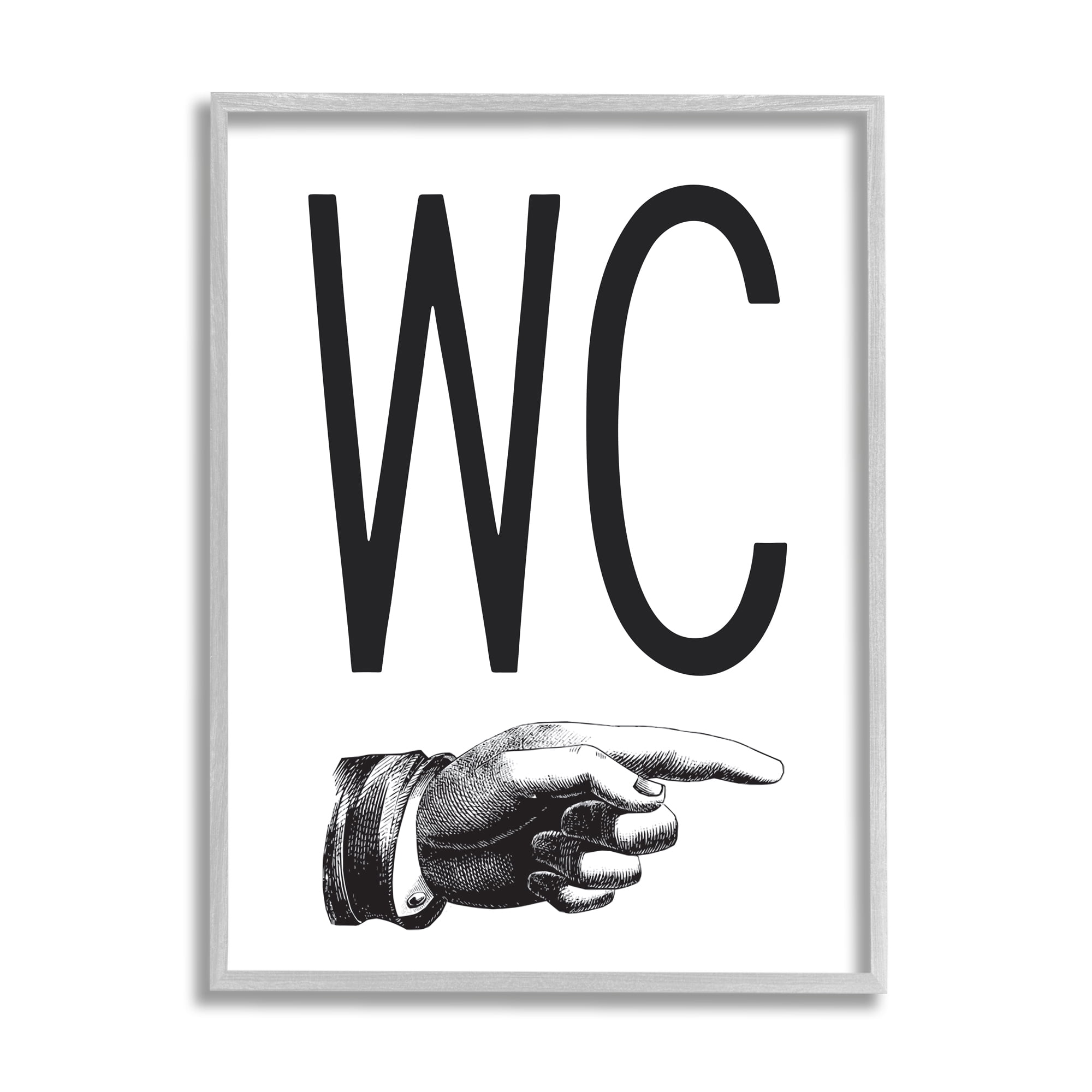 Stupell Industries WC Typography Finger Pointing Right Minimal Bathroom, 16 x 20, Designed by Lettered and Lined