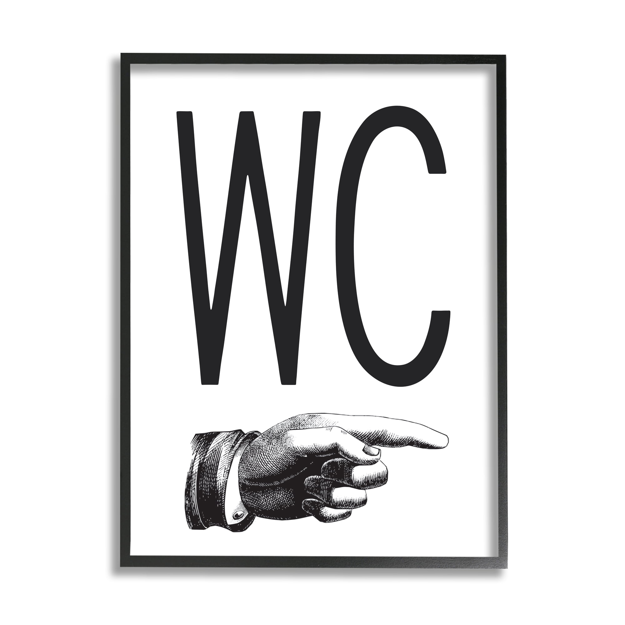 Stupell Industries WC Typography Finger Pointing Right Minimal Bathroom, 16 x 20, Designed by Lettered and Lined