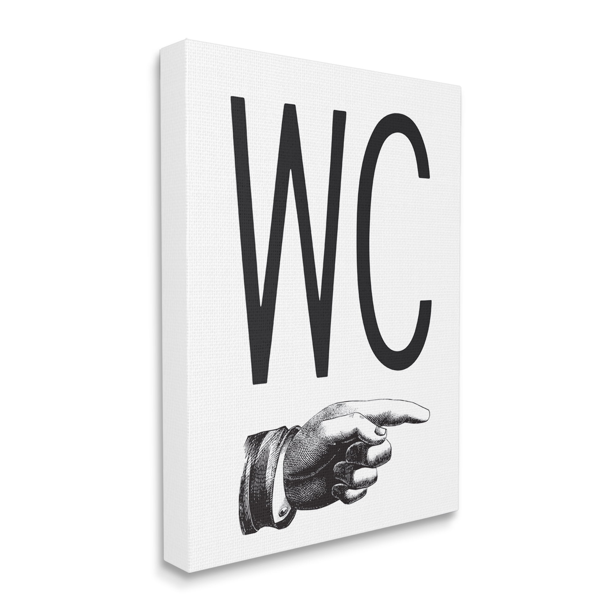 Stupell Industries WC Typography Finger Pointing Right Minimal Bathroom, 16 x 20, Designed by Lettered and Lined