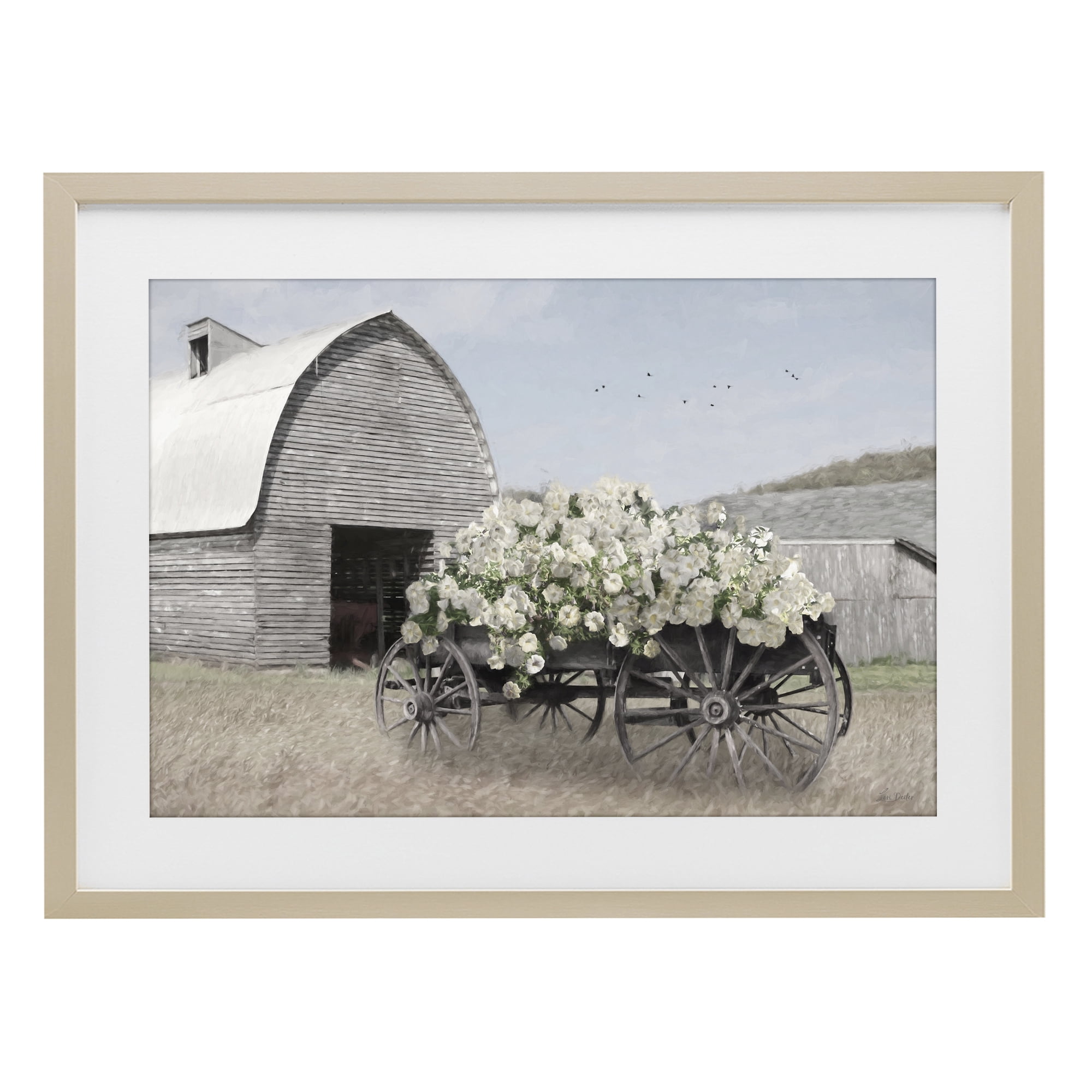 Stupell Industries Wagon Full of Sunshine Birch Framed Print Under Glass, design by Lori Deiter