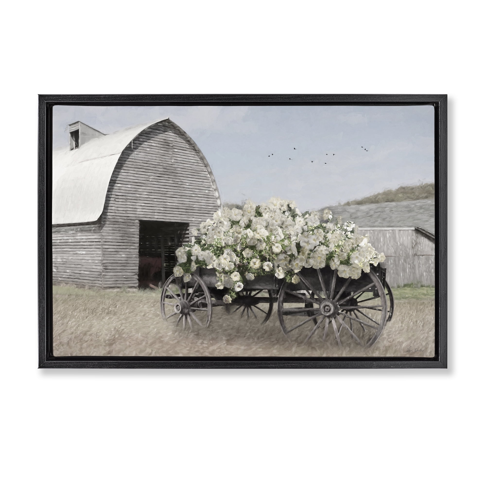 Stupell Industries Wagon Full of Sunshine Black Framed Floater Canvas Wall Art, design by Lori Deiter