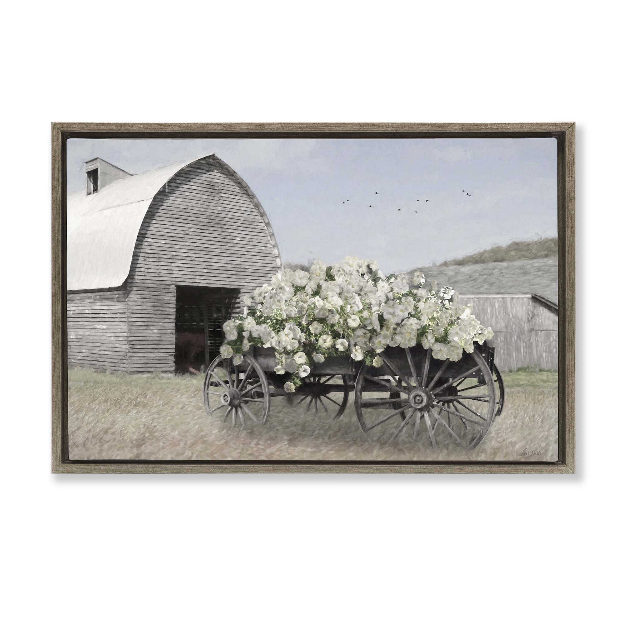 Stupell Industries Wagon Full of Sunshine Brown Framed Floater Canvas Wall Art, design by Lori Deiter