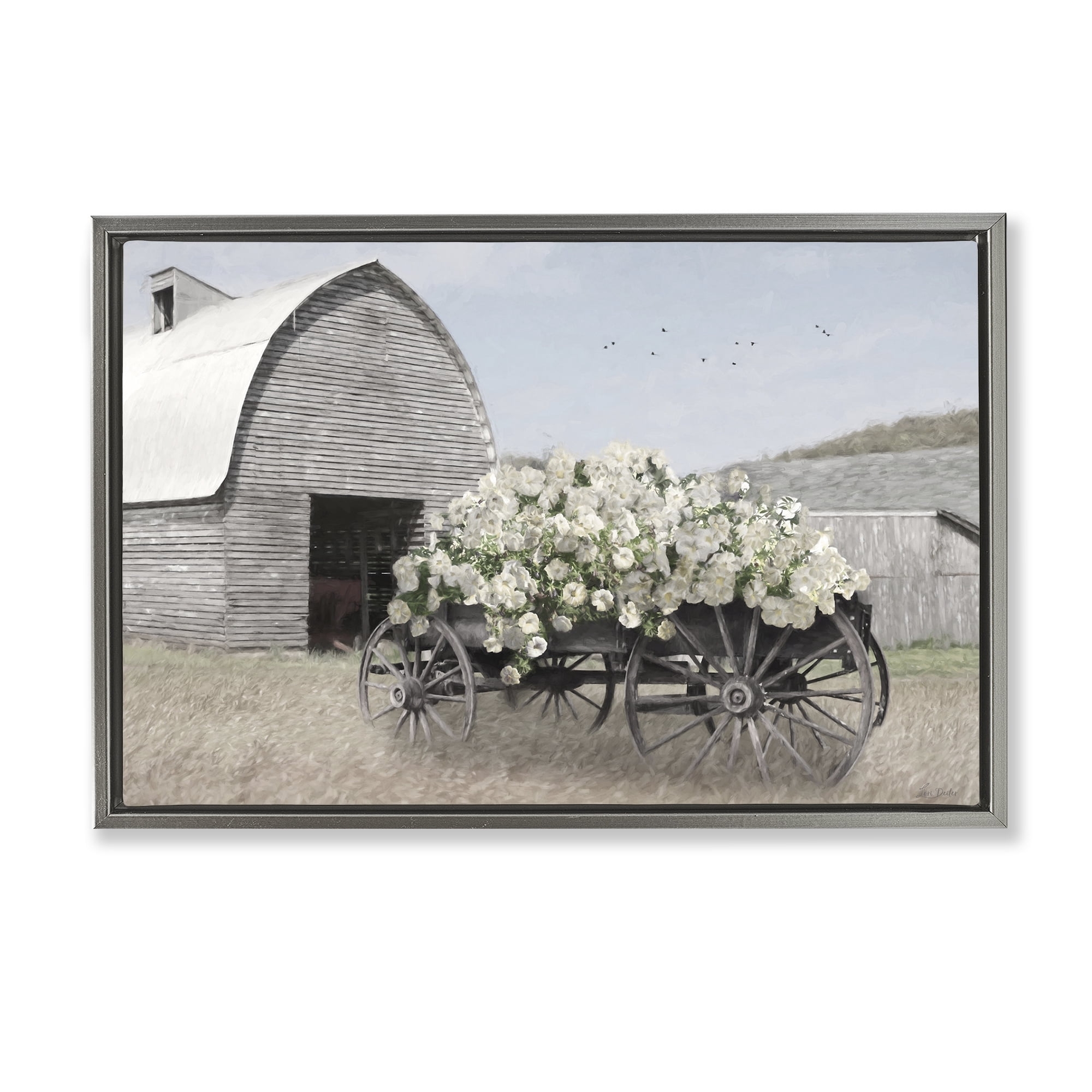 Stupell Industries Wagon Full of Sunshine Gray Framed Floater Canvas Wall Art, design by Lori Deiter