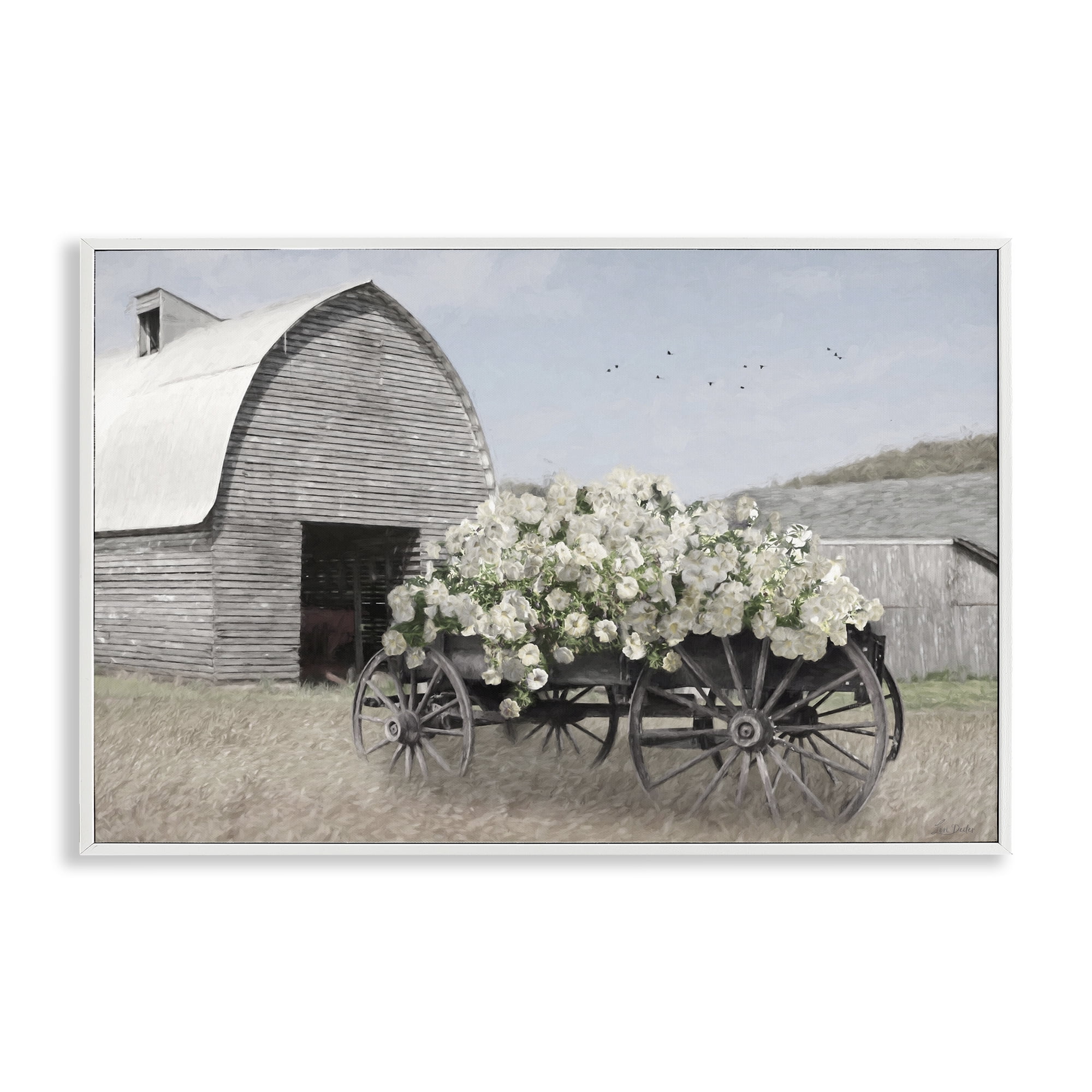 Stupell Industries Wagon Full of Sunshine White Framed Giclee Art, design by Lori Deiter