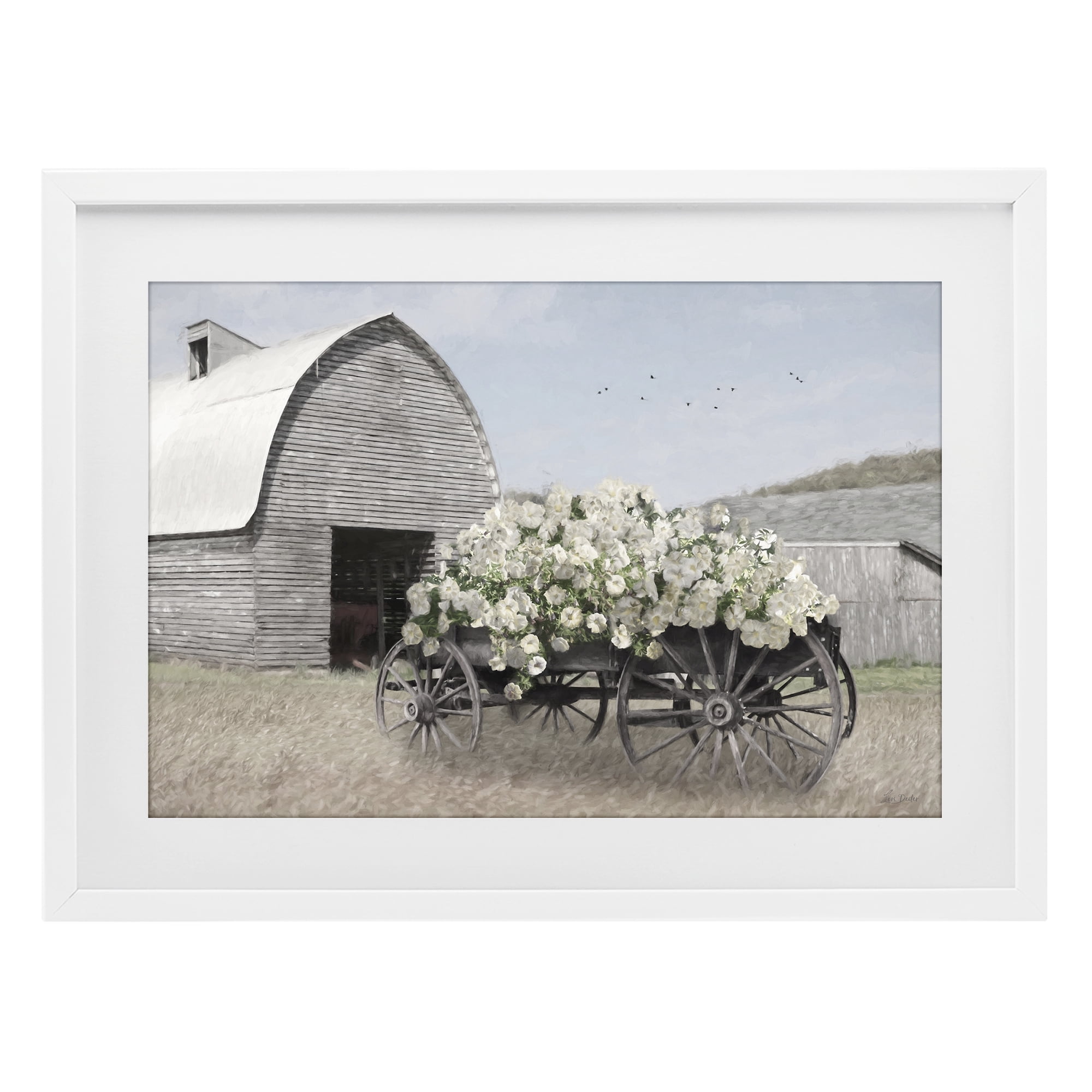 Stupell Industries Wagon Full of Sunshine White Framed Print Under Glass, design by Lori Deiter