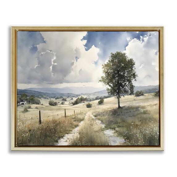 Stupell Industries Traditional Wagon Road Through Meadow Gold Floating Frame Canvas Art, 21 x 17, by Franklyn Gregory