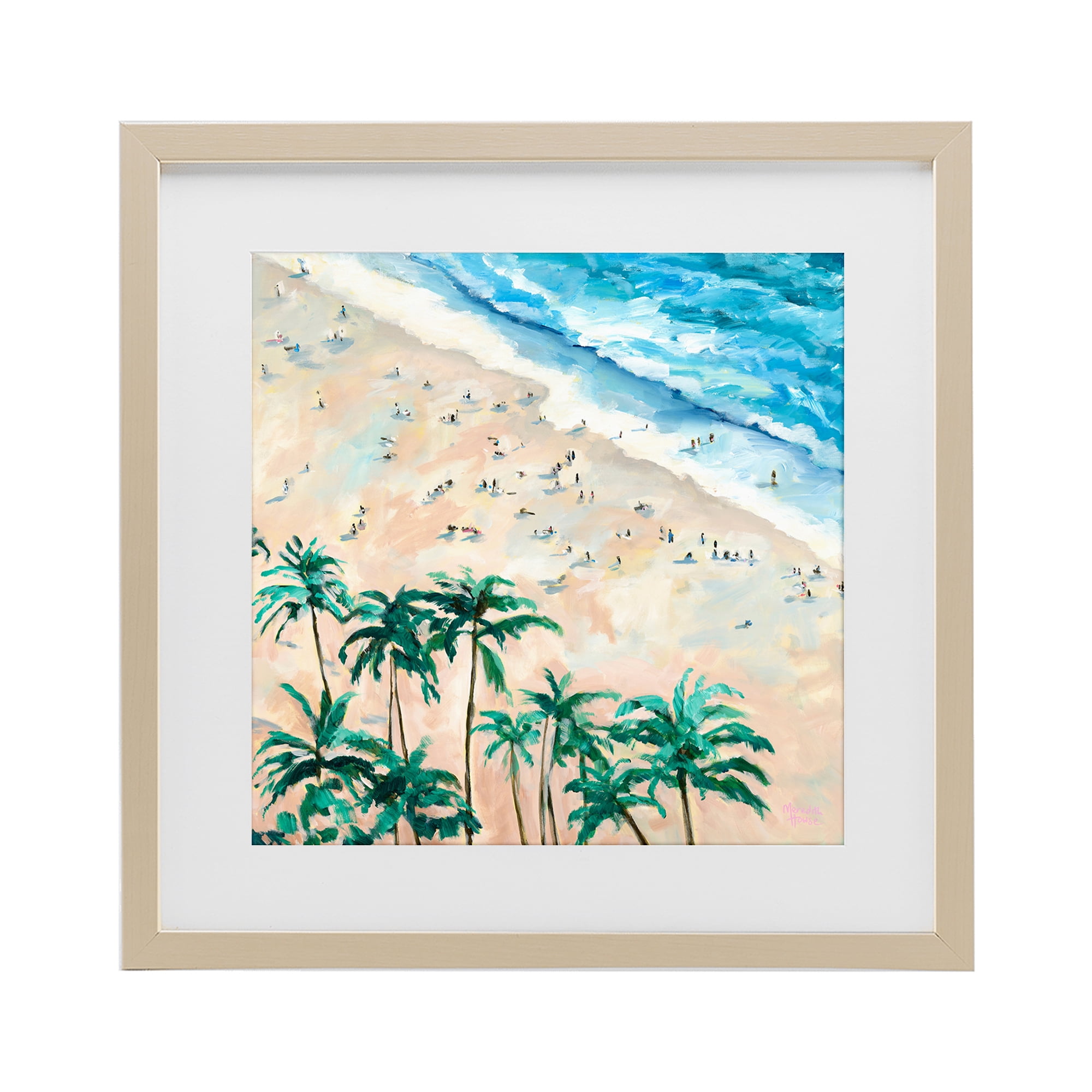 Stupell Industries Waikiki Beach Overview Birch Framed Print Under Glass, design by Meredith Howse