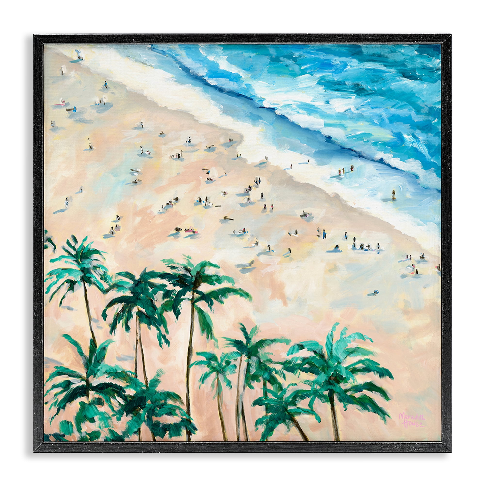 Stupell Industries Waikiki Beach Overview Black Framed Giclee Art, design by Meredith Howse