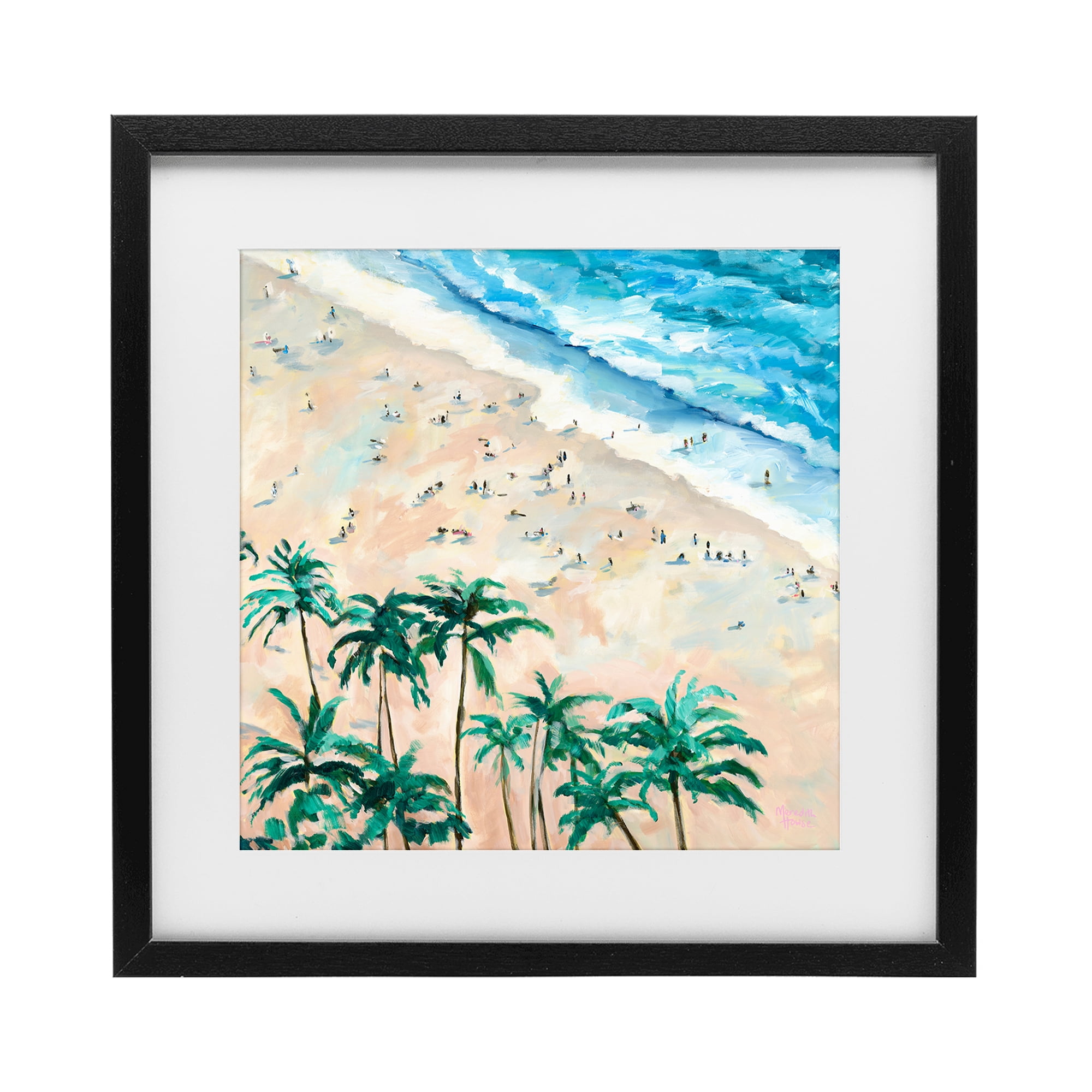 Stupell Industries Waikiki Beach Overview Black Framed Print Under Glass, design by Meredith Howse