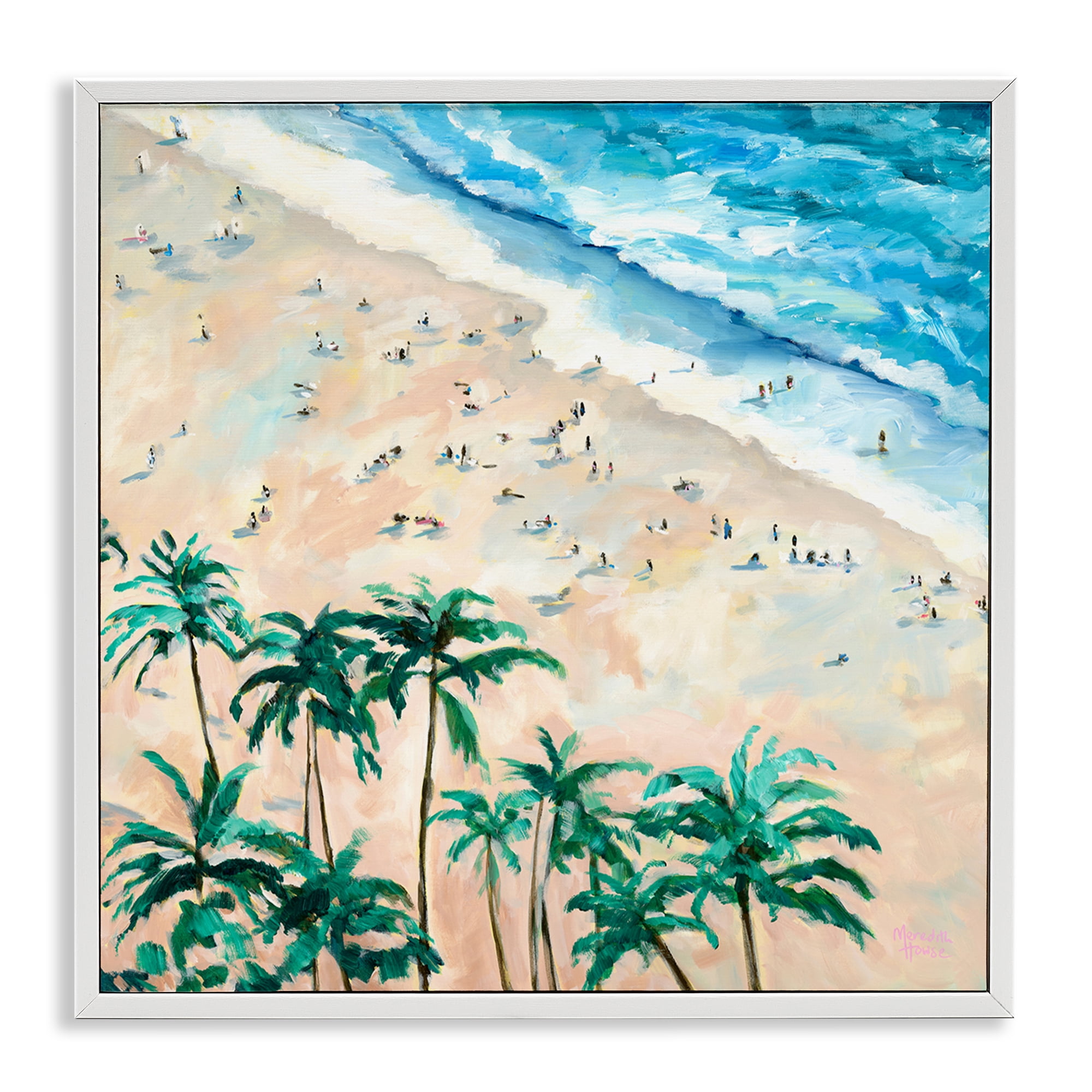 Stupell Industries Waikiki Beach Overview White Framed Giclee Art, design by Meredith Howse