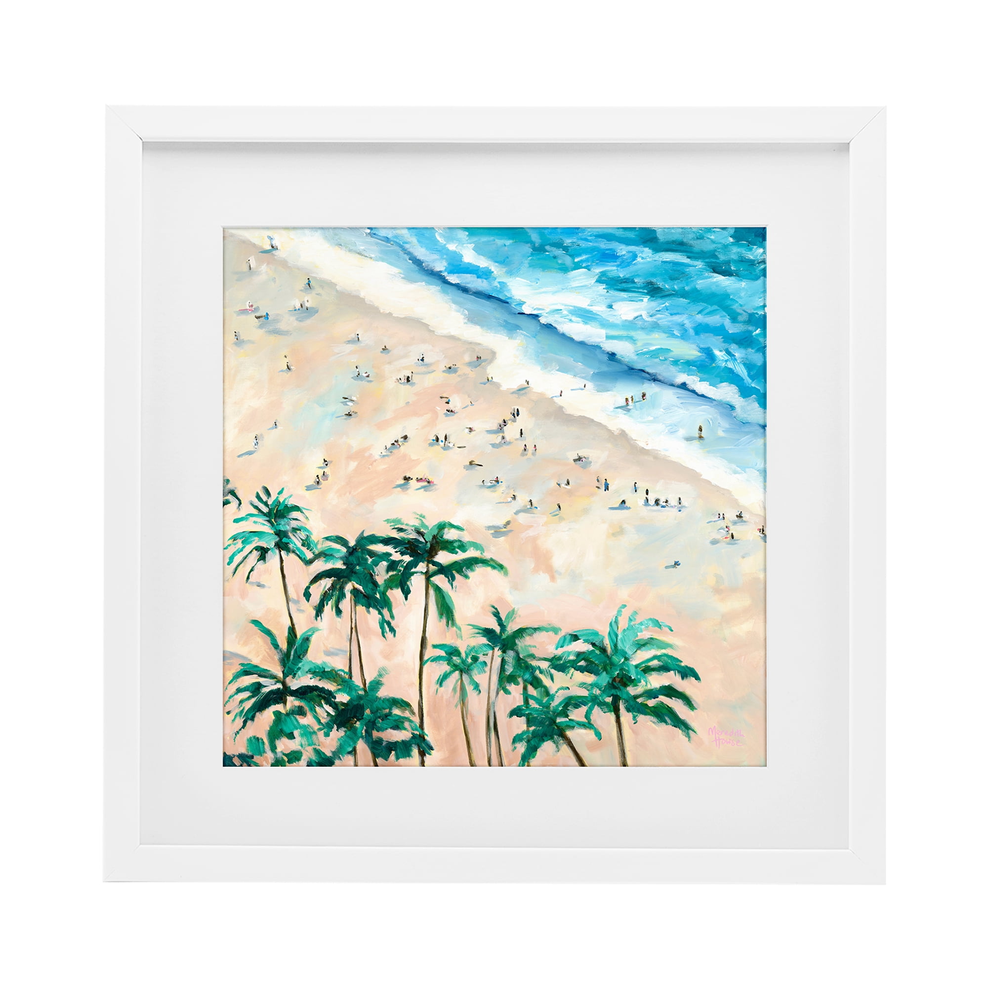 Stupell Industries Waikiki Beach Overview White Framed Print Under Glass, design by Meredith Howse