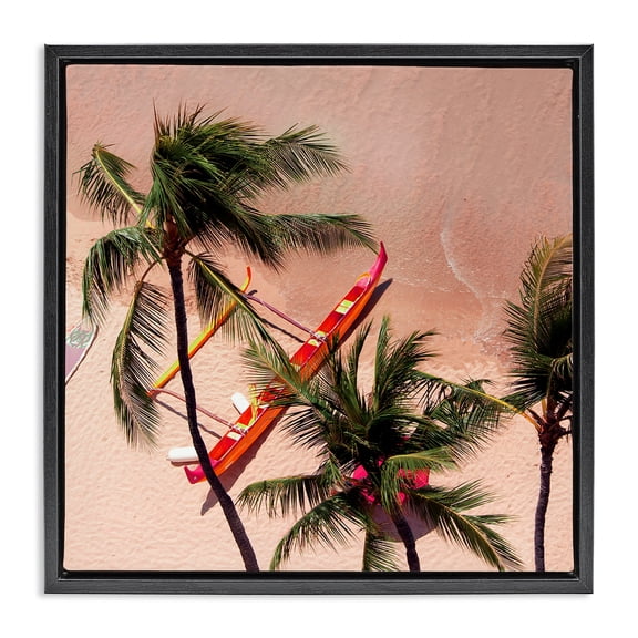 Stupell Industries Waikiki Beach Surf Coast Black Framed Floater Canvas Wall Art design by Danita Delimont, 18 x 18