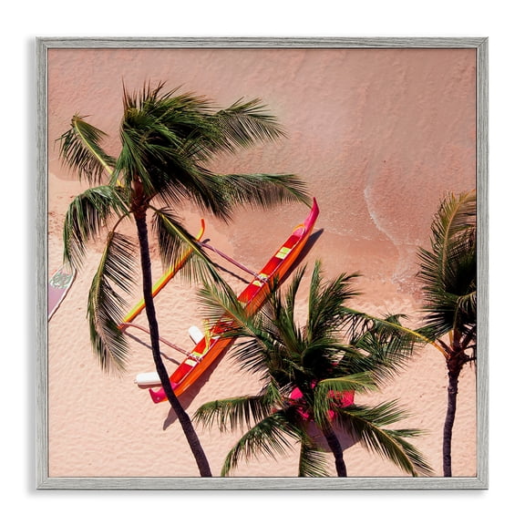 Stupell Industries Waikiki Beach Surf Coast Gray Framed Giclee Art design by Danita Delimont, 12 x 12