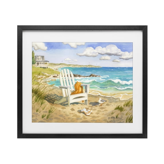 Stupell Industries Rustic Lodge Waiting For You by Beach Black Framed Print Under Glass, 16 x 13, by Robin Altman