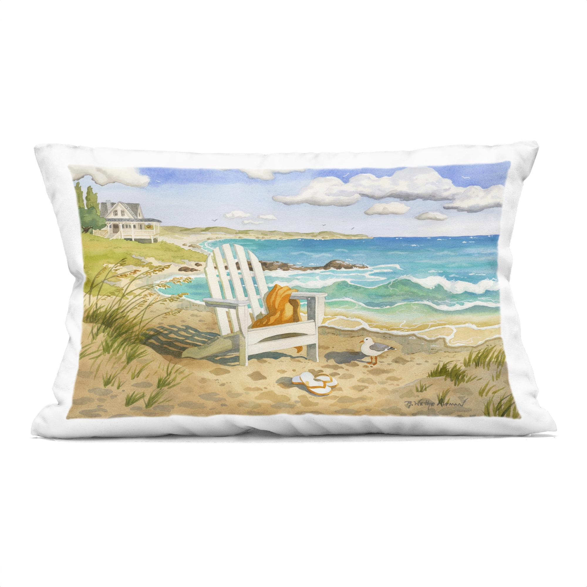 Stupell Industries Waiting For You by Beach Decorative Printed Throw Pillow, design by Robin Altman, 14 x 7 x 20
