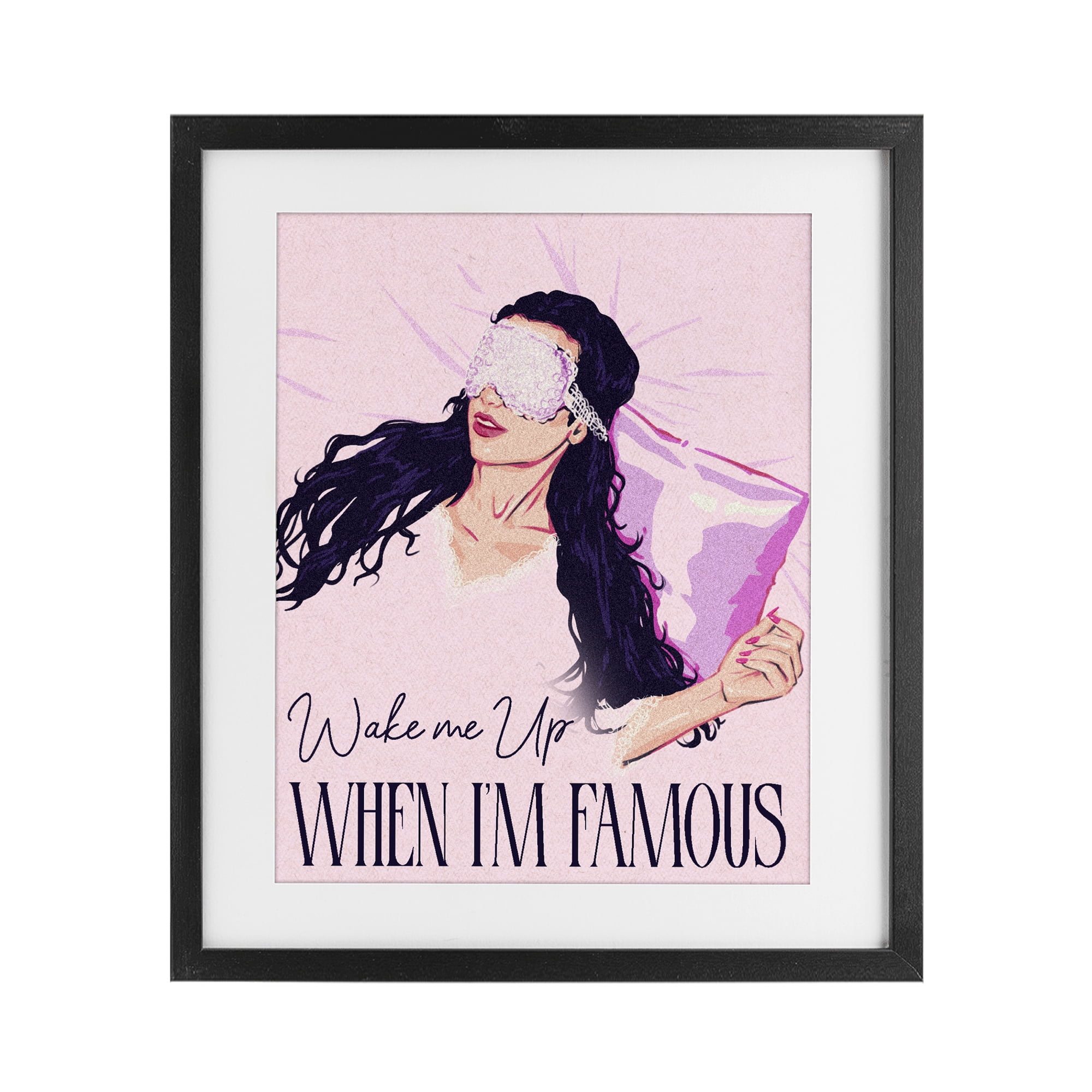 Stupell Industries Wake Me Up When Famous Black Framed Print Under Glass, design by Ziwei Li