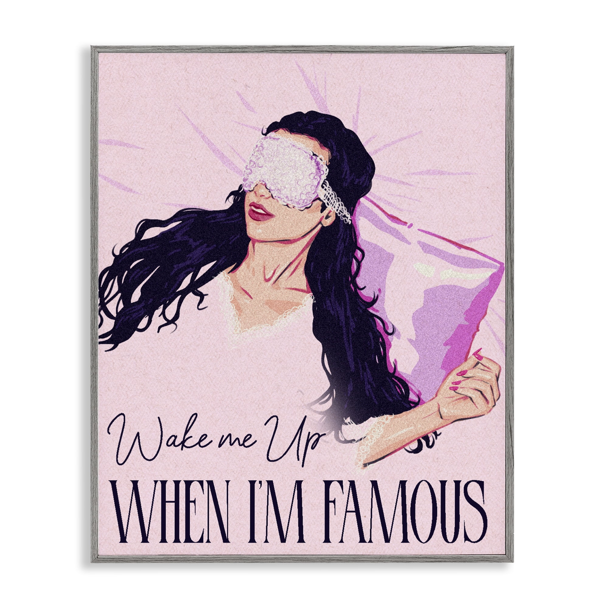 Stupell Industries Wake Me Up When Famous Gray Framed Giclee Art, design by Ziwei Li
