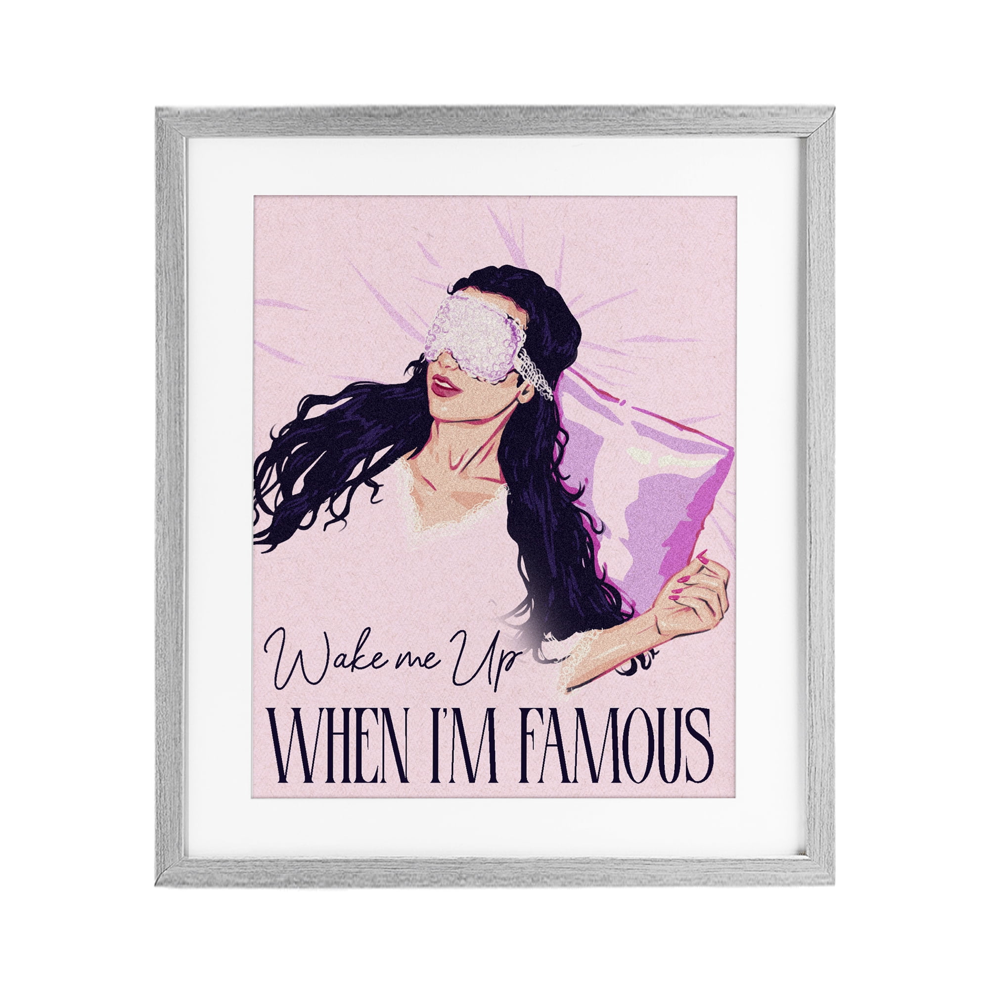 Stupell Industries Wake Me Up When Famous Gray Framed Print Under Glass, design by Ziwei Li